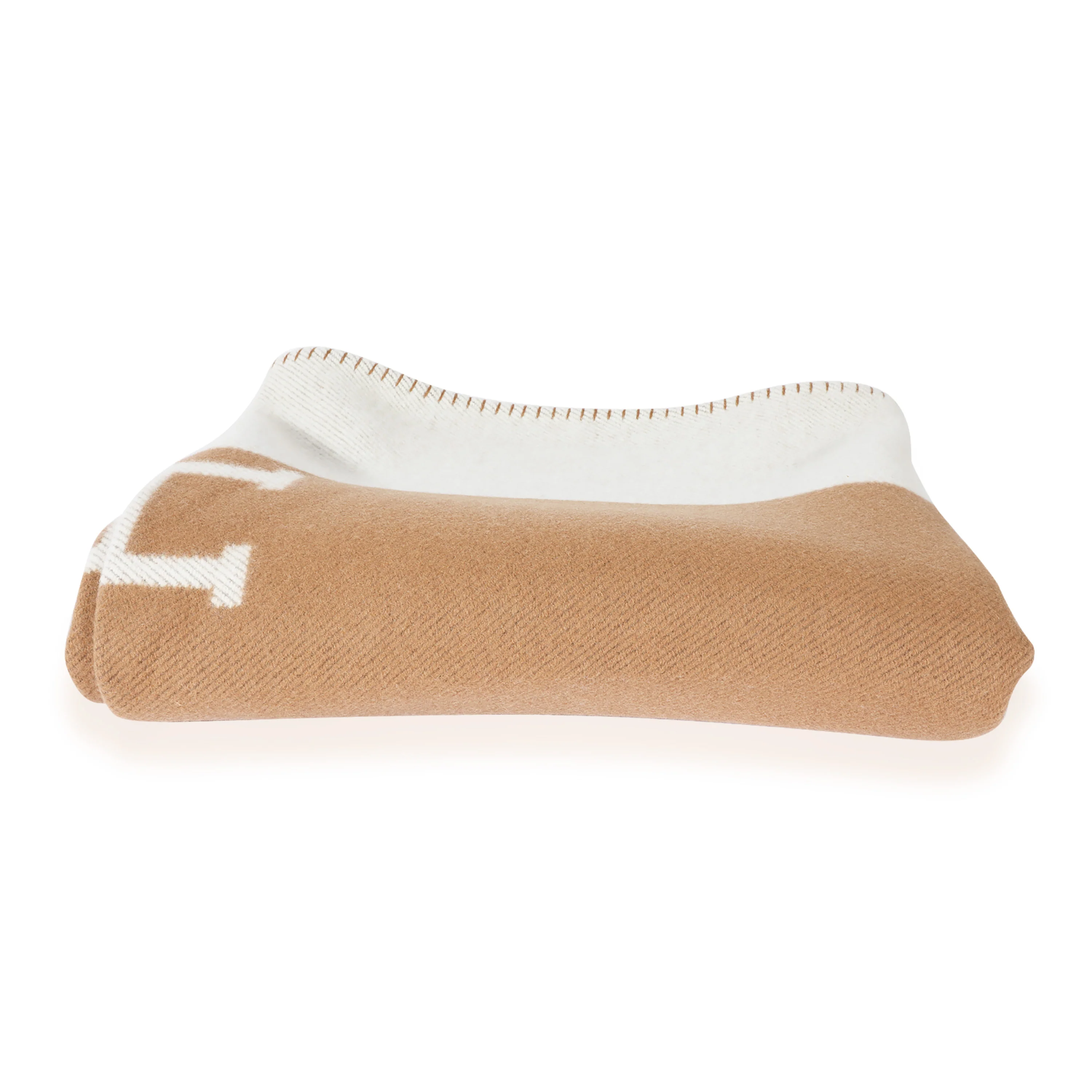 Hermès Ecru Camel Wool Avalon Throw Blanket - Image 4