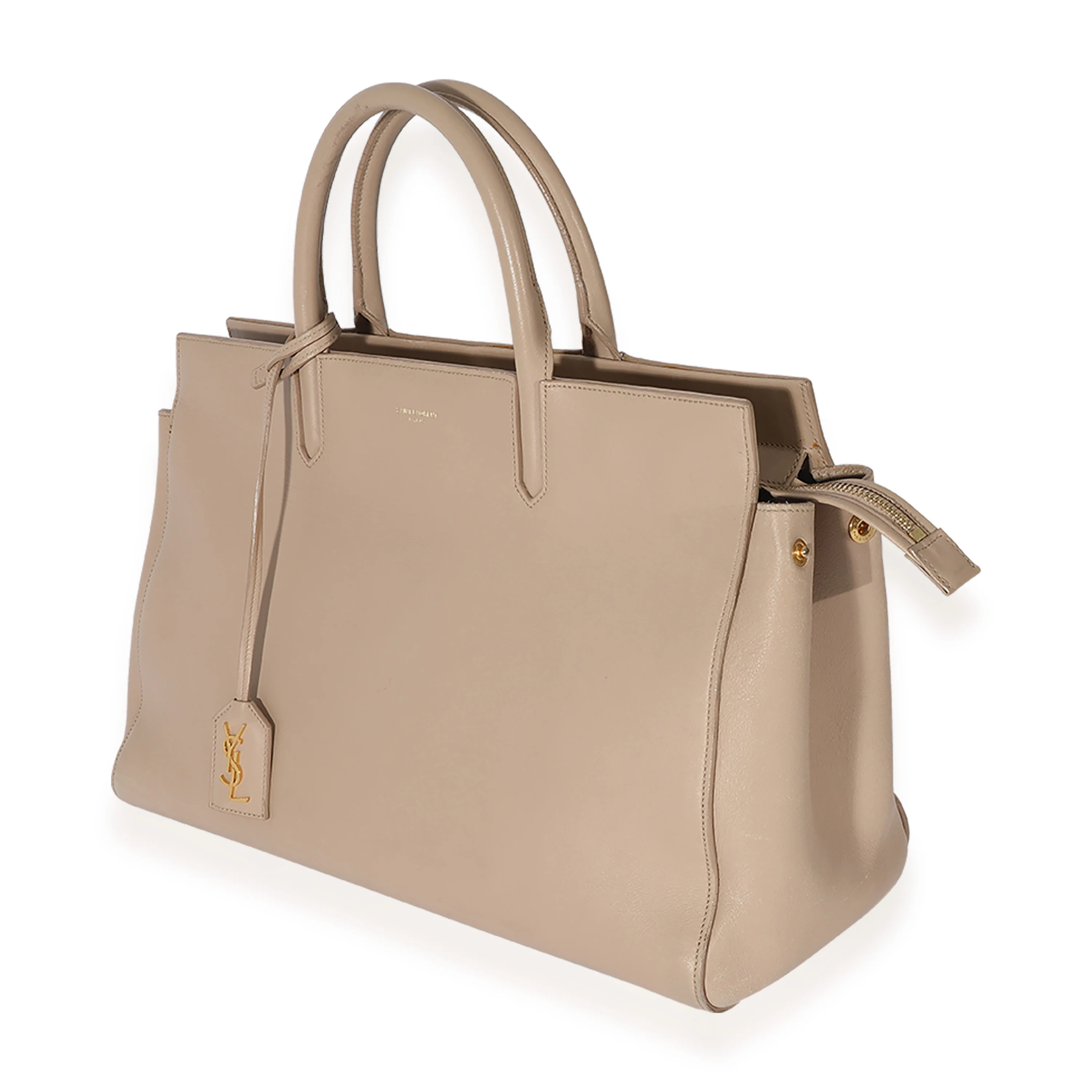 Saint Laurent Beige Leather Medium Rive Cabas Bag - Image 2