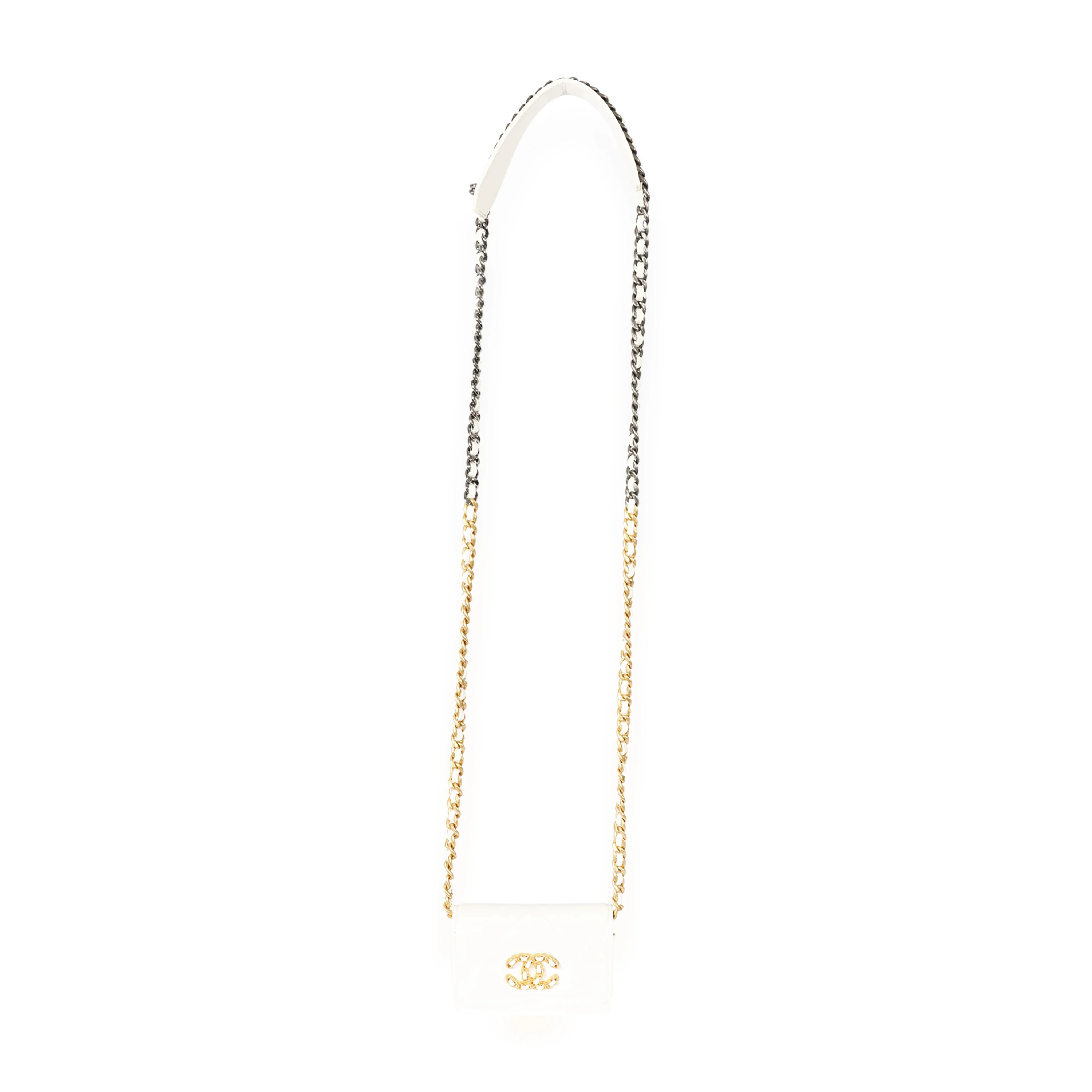 Chanel Chanel 19 White Leather Card Holder On Chain - Image 6