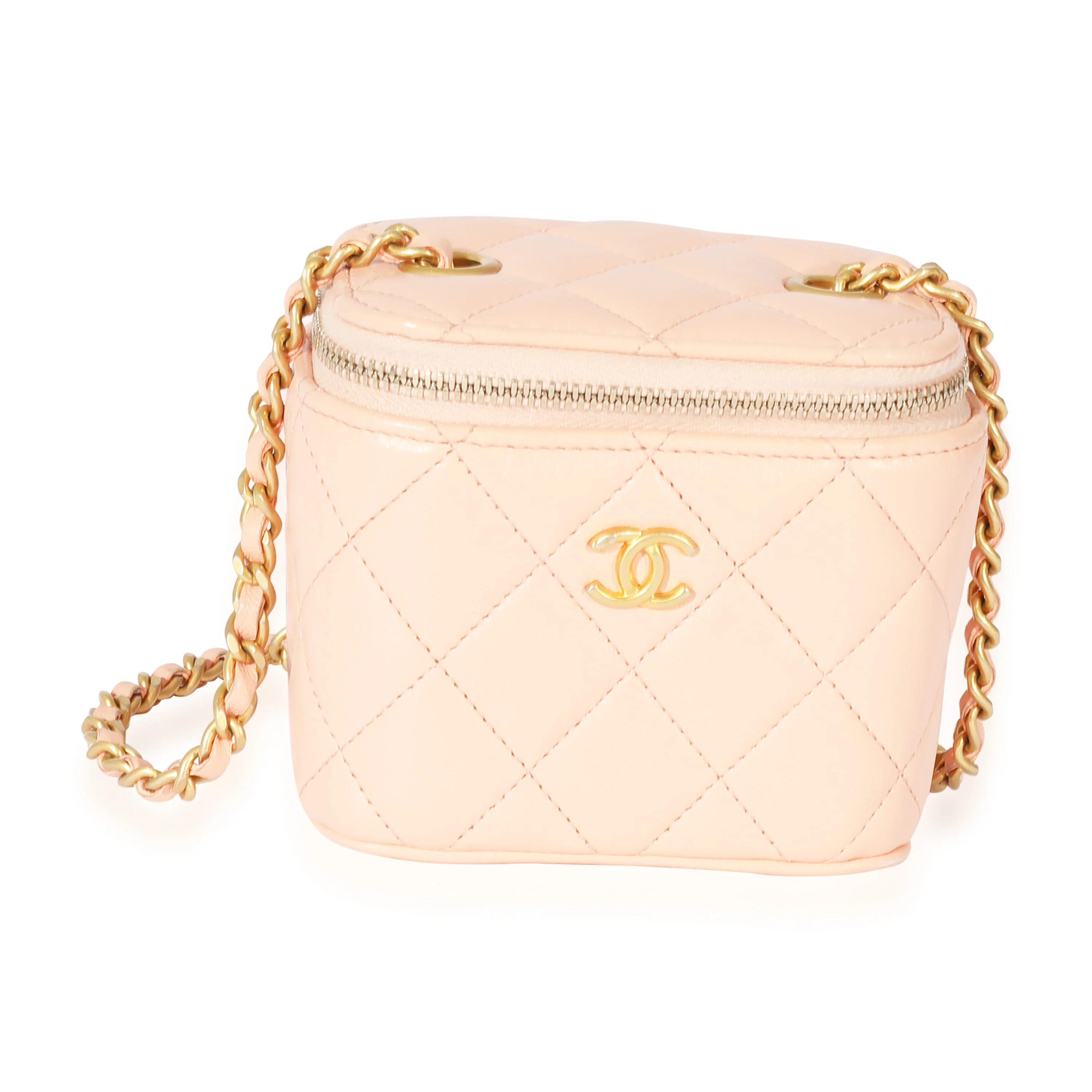 Chanel Pink Lambskin Pearl Crush Mini Vanity Case