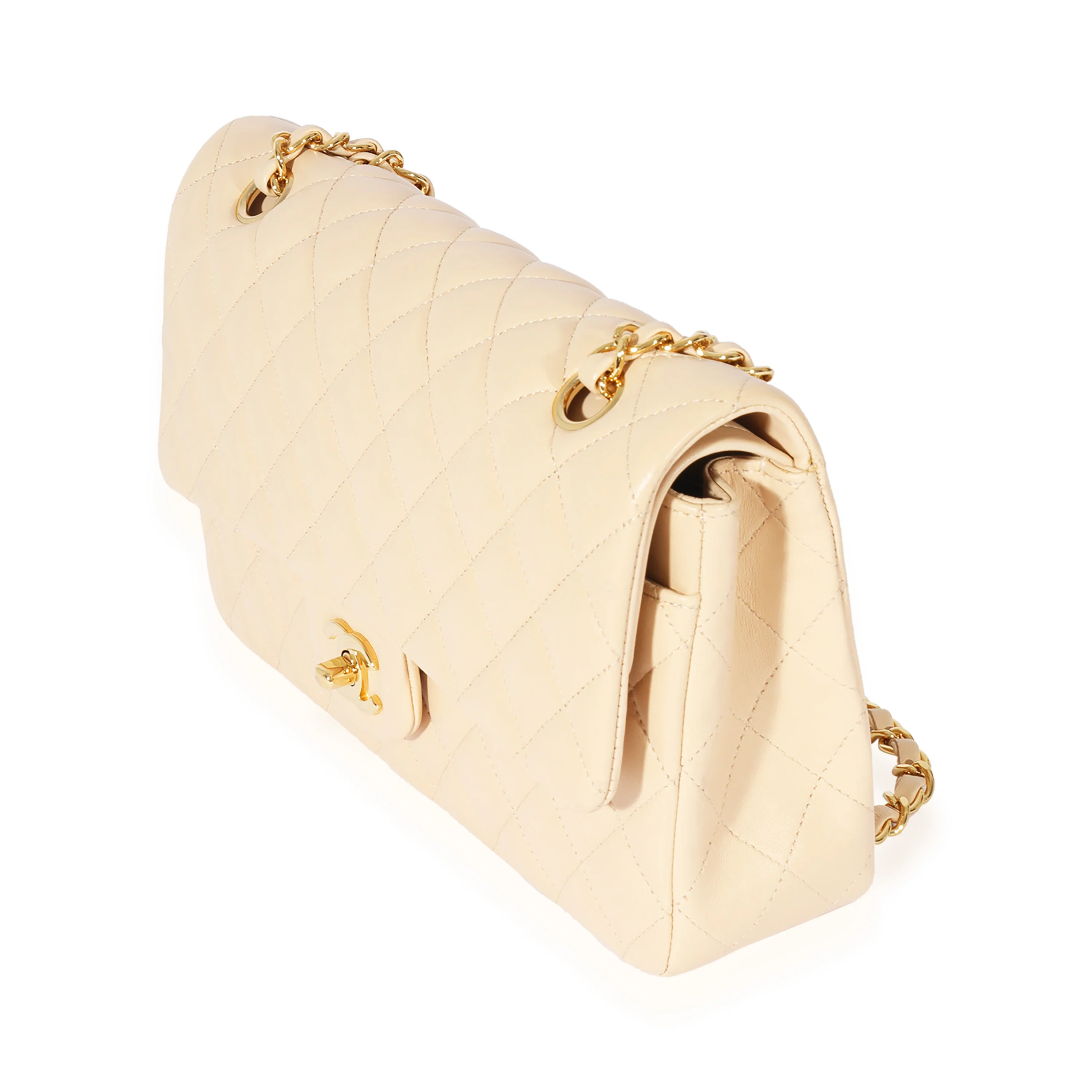Chanel Beige Lambskin Medium Classic Flap Bag - Image 2