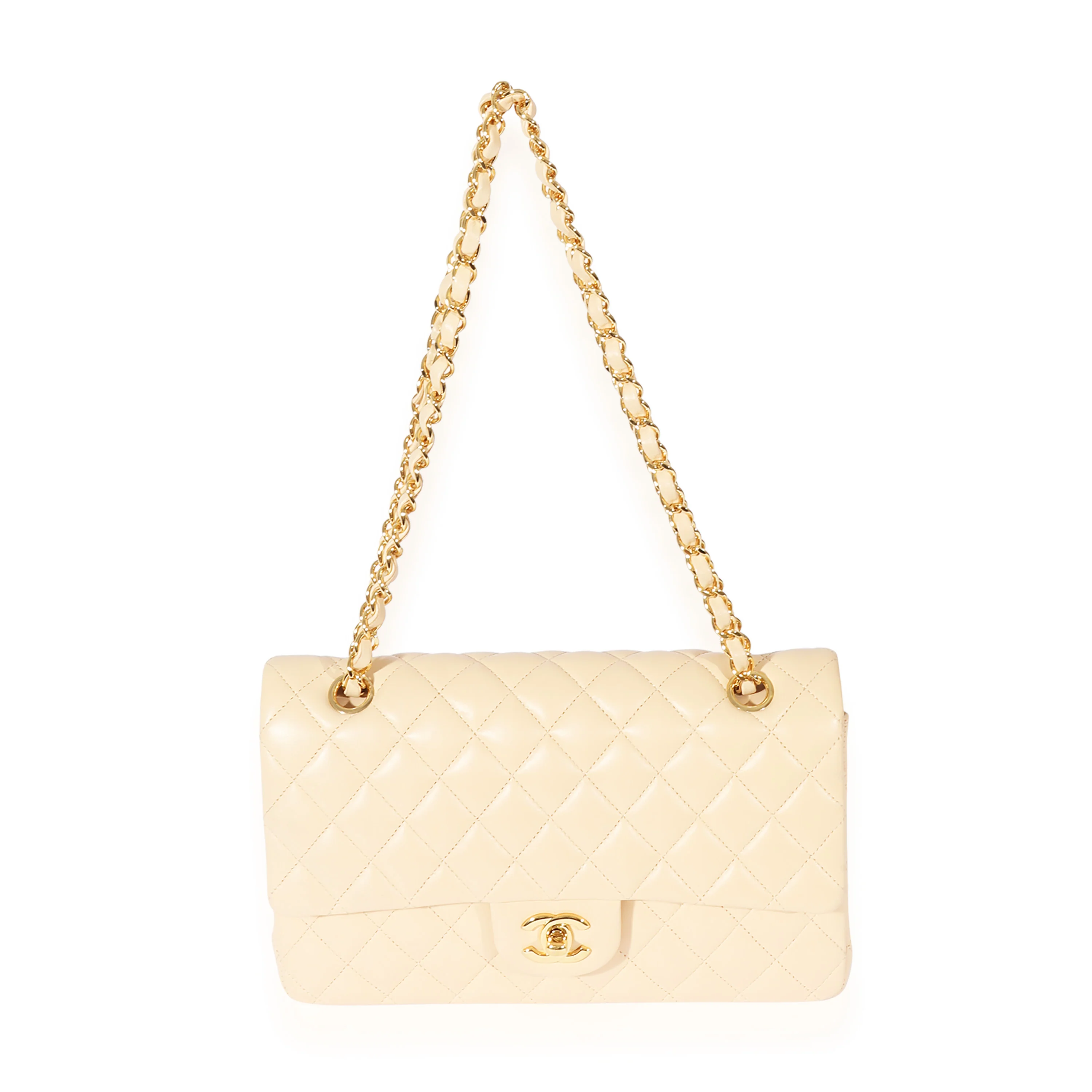 Chanel Beige Lambskin Medium Classic Flap Bag - Image 4