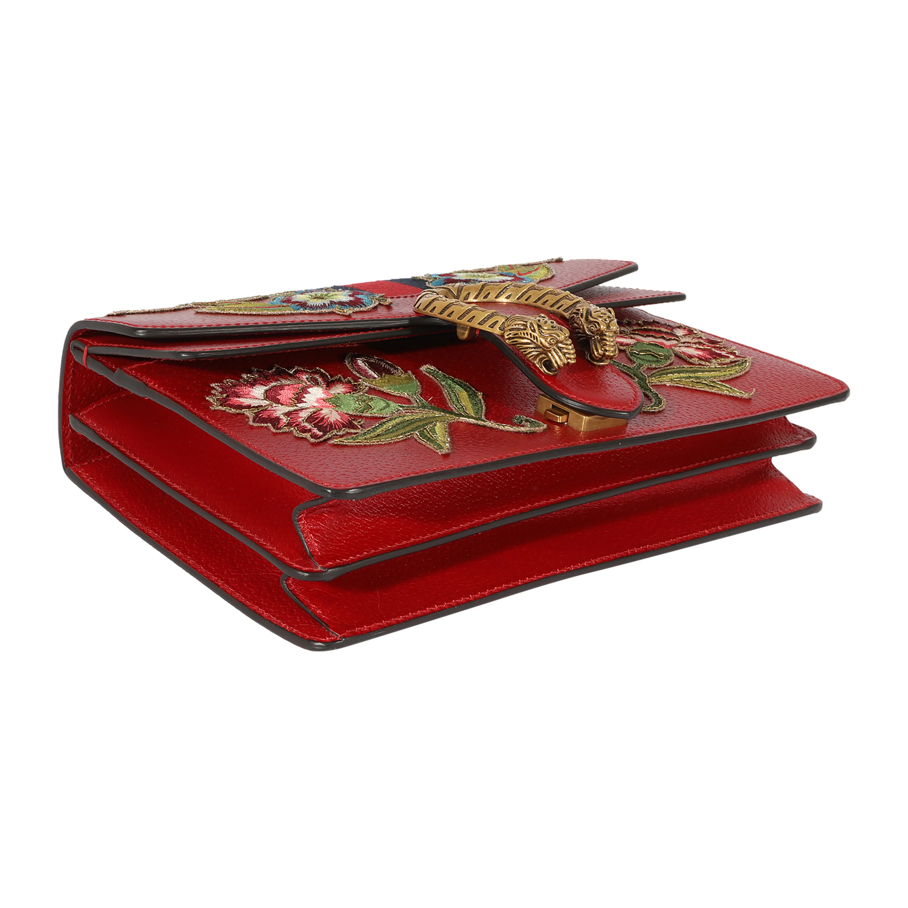 Gucci Red Leather Floral Embroidered Small Dionysus - Image 6