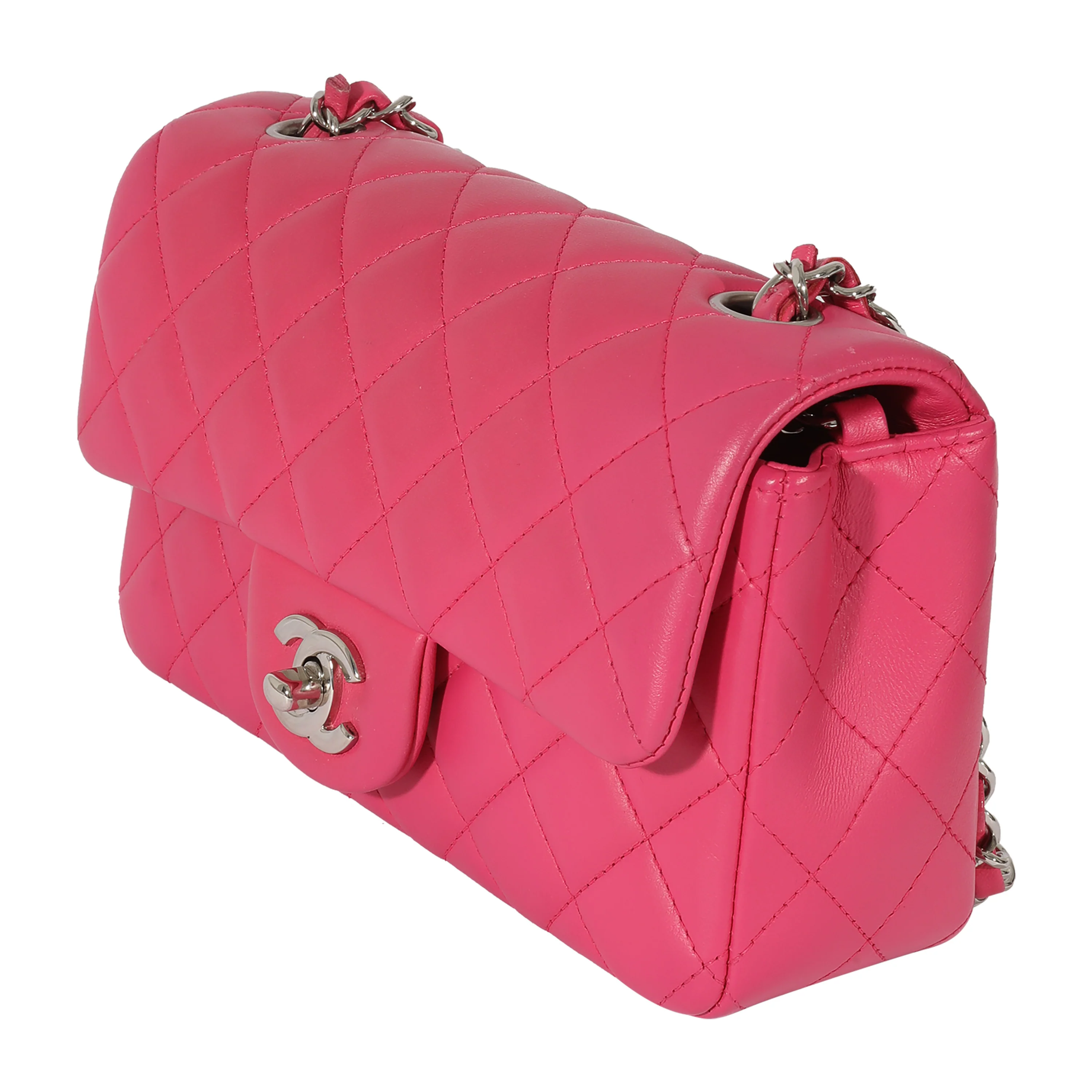 Chanel Pink Quilted Lambskin Mini Rectangular Classic Flap Bag - Image 2