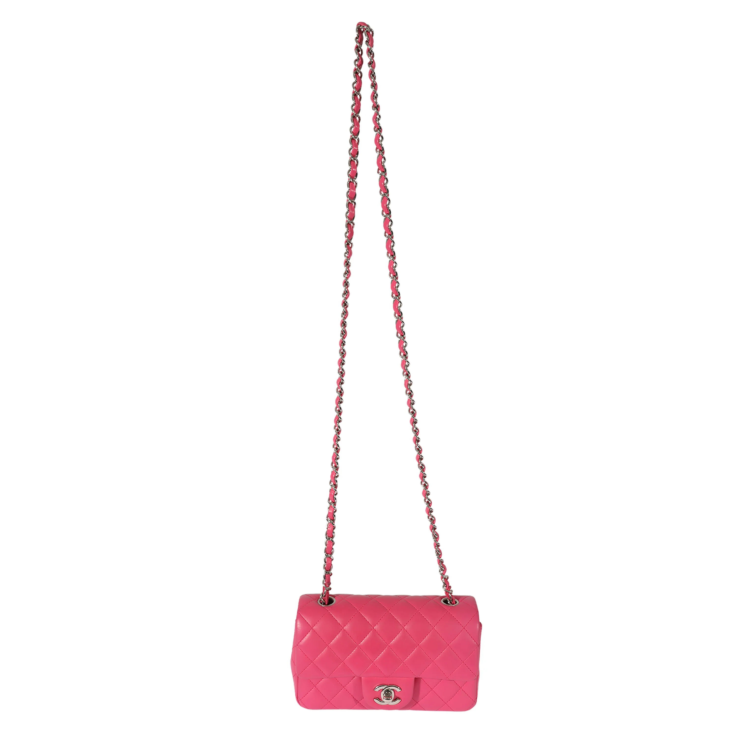 Chanel Pink Quilted Lambskin Mini Rectangular Classic Flap Bag - Image 4