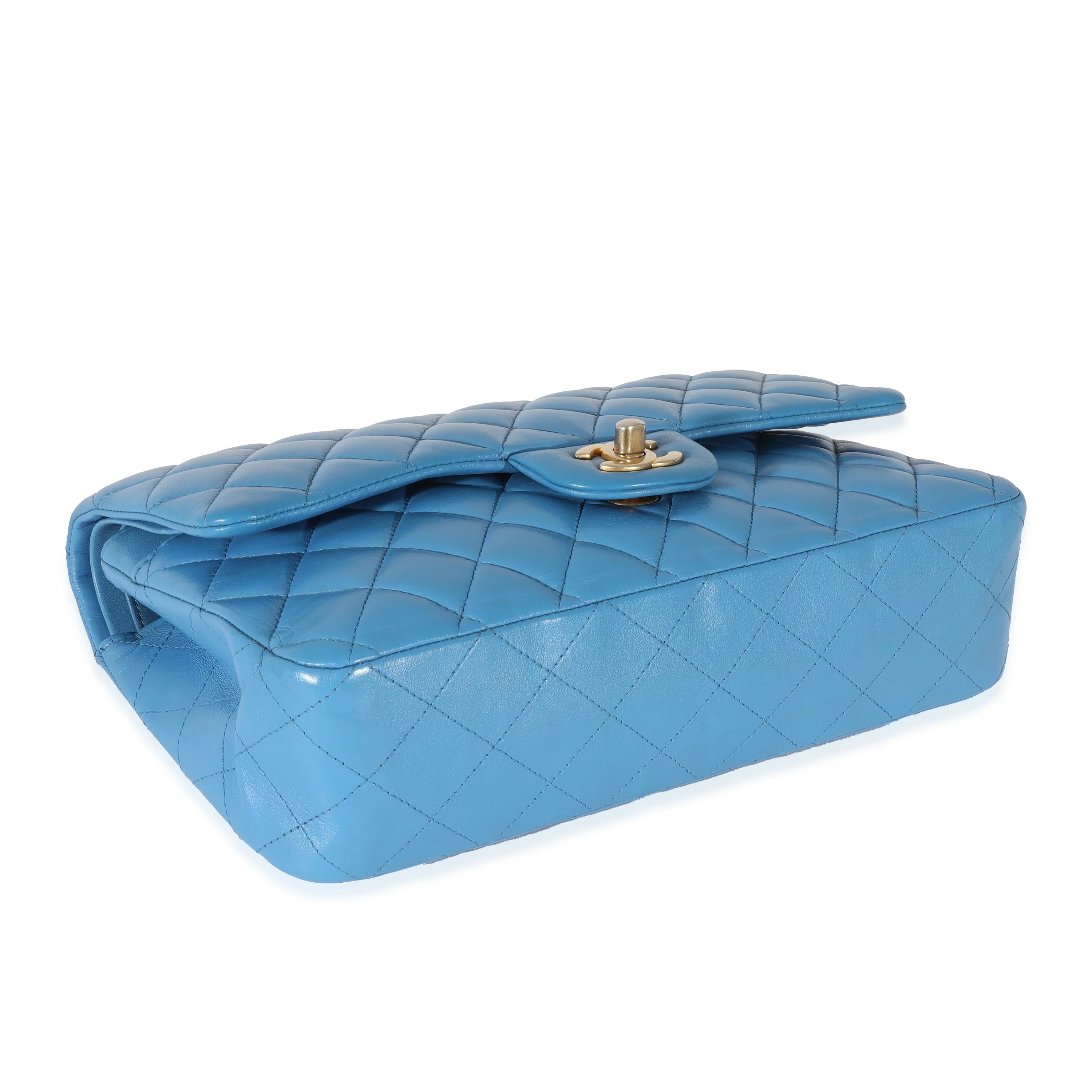 Lambskin Blue Quilted Medium Double Flap Bag - Image 6