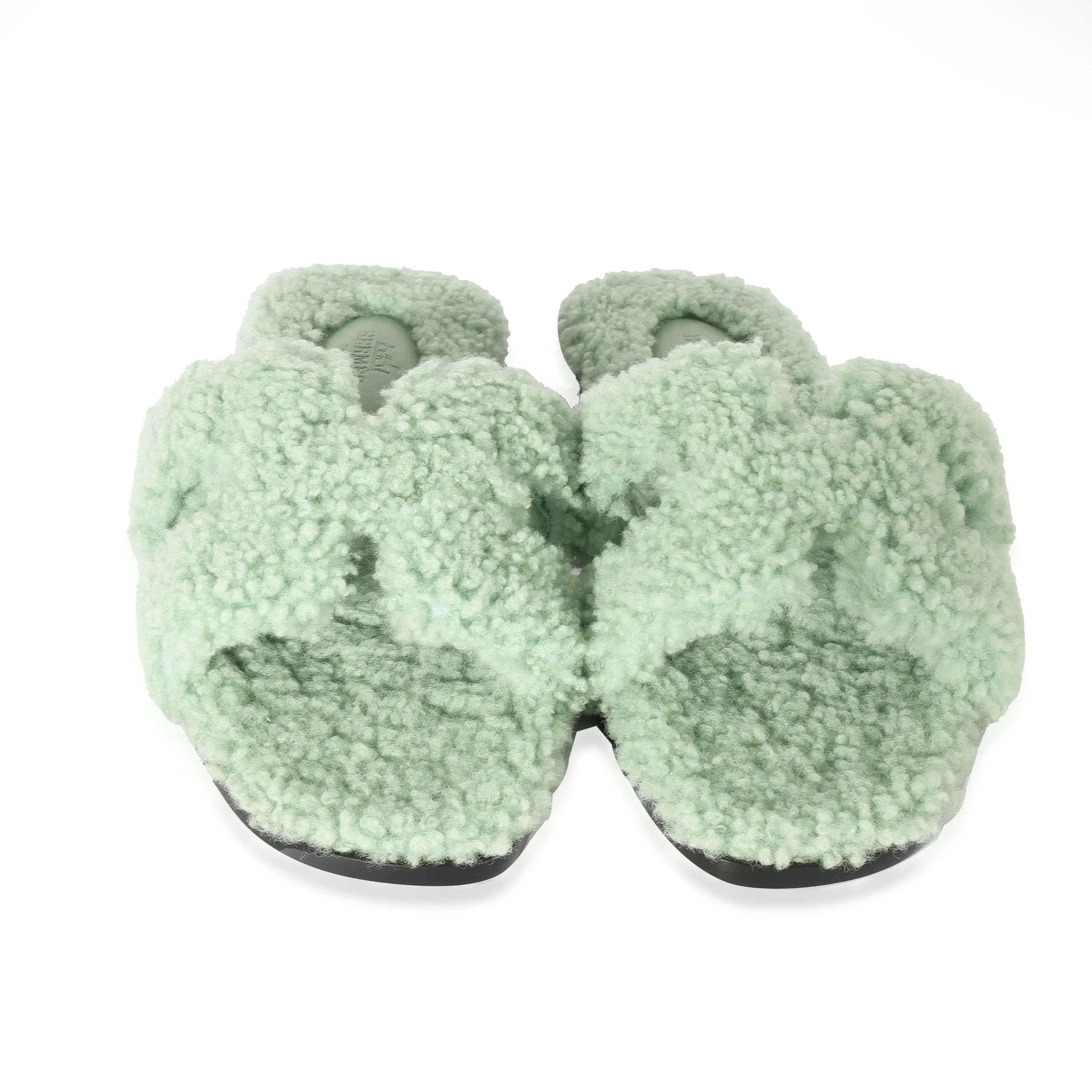 Hermès Shearling Oran Sandal Vert Deau - Image 3