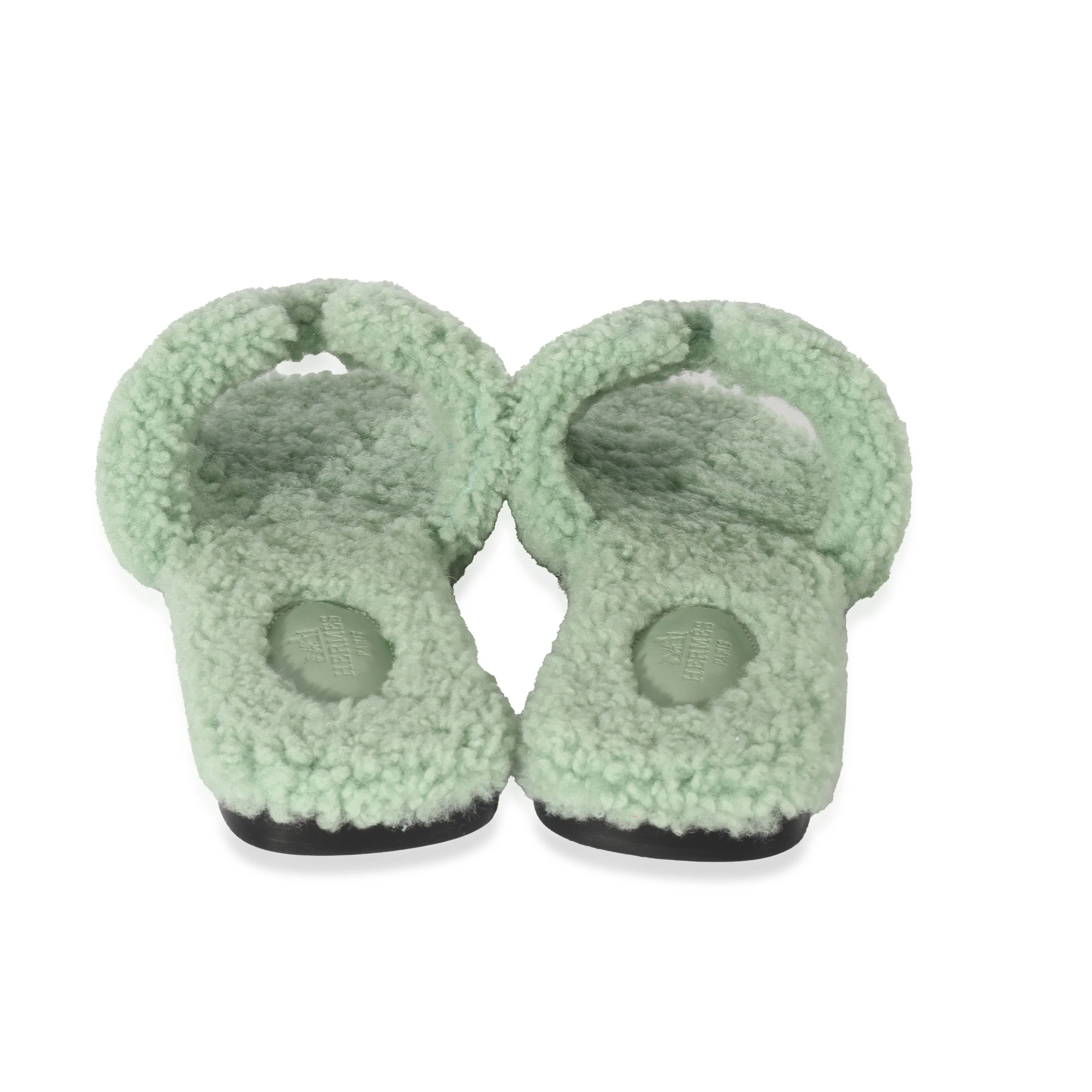 Hermès Shearling Oran Sandal Vert Deau - Image 4
