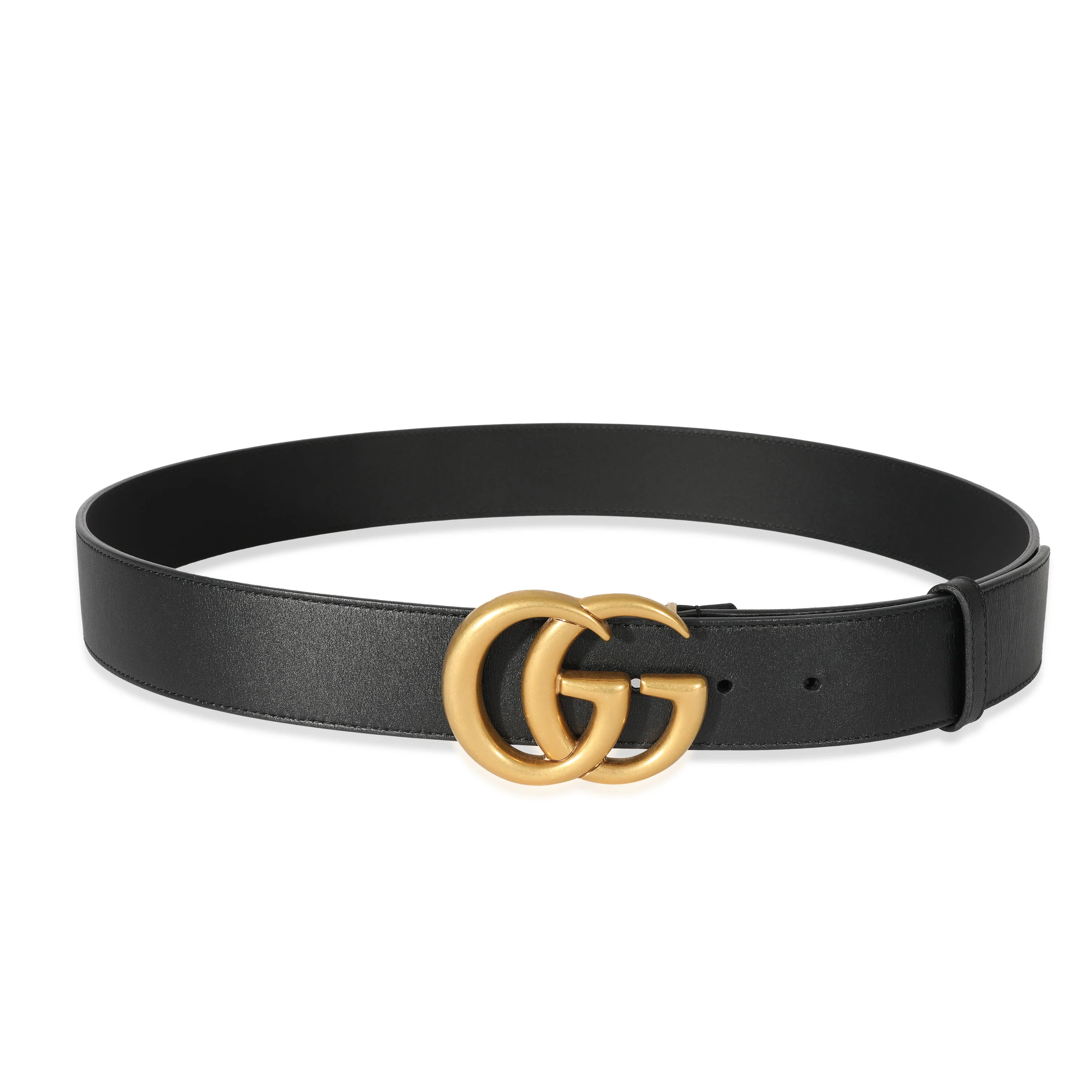 Gucci Black Leather GG Marmont Belt - Image 2