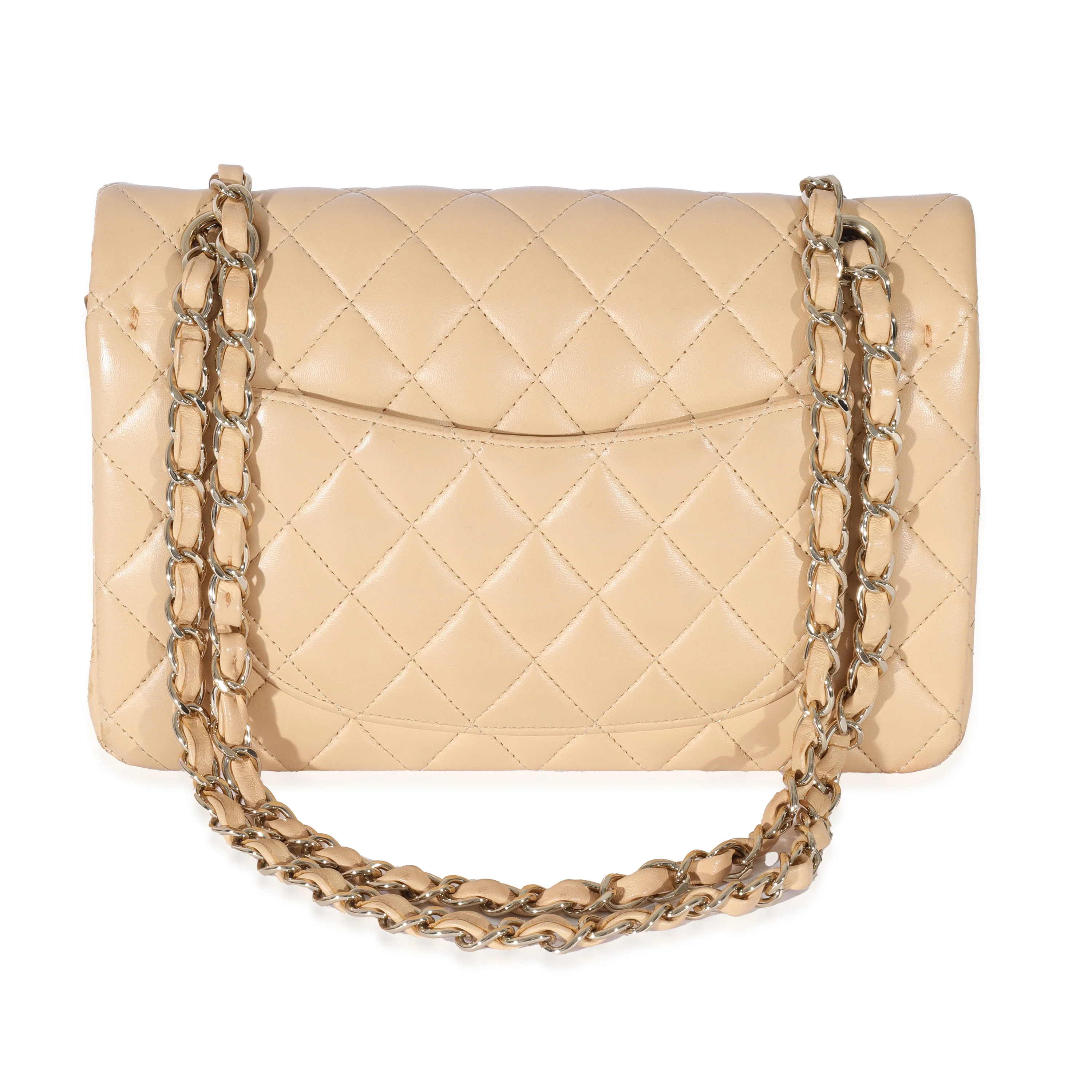 Chanel Beige Quilted Lambskin Small Classic Double Flap Bag - Image 3