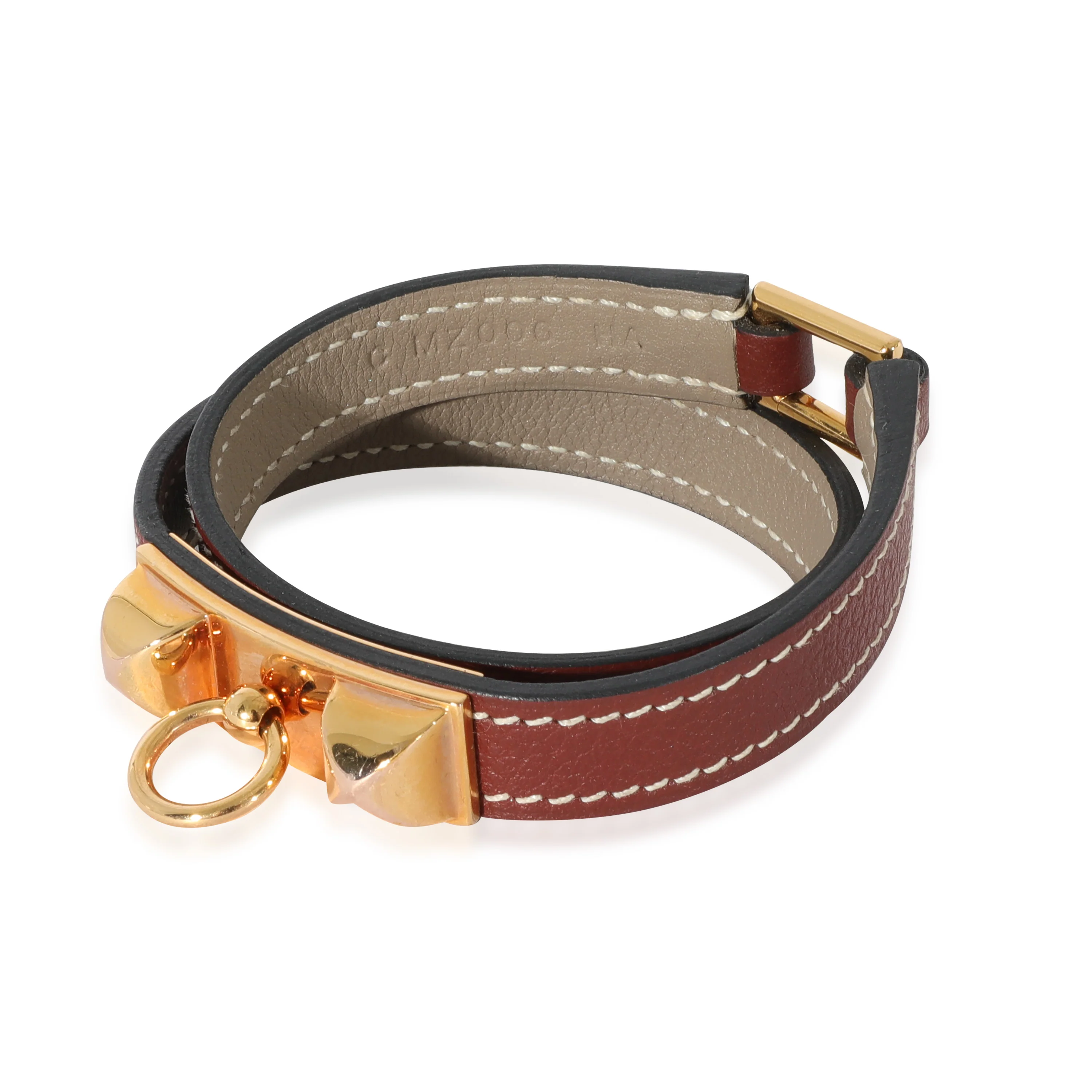 Etoupe Rouge H Swift Rivale Double Tour Bracelet GHW - Image 2