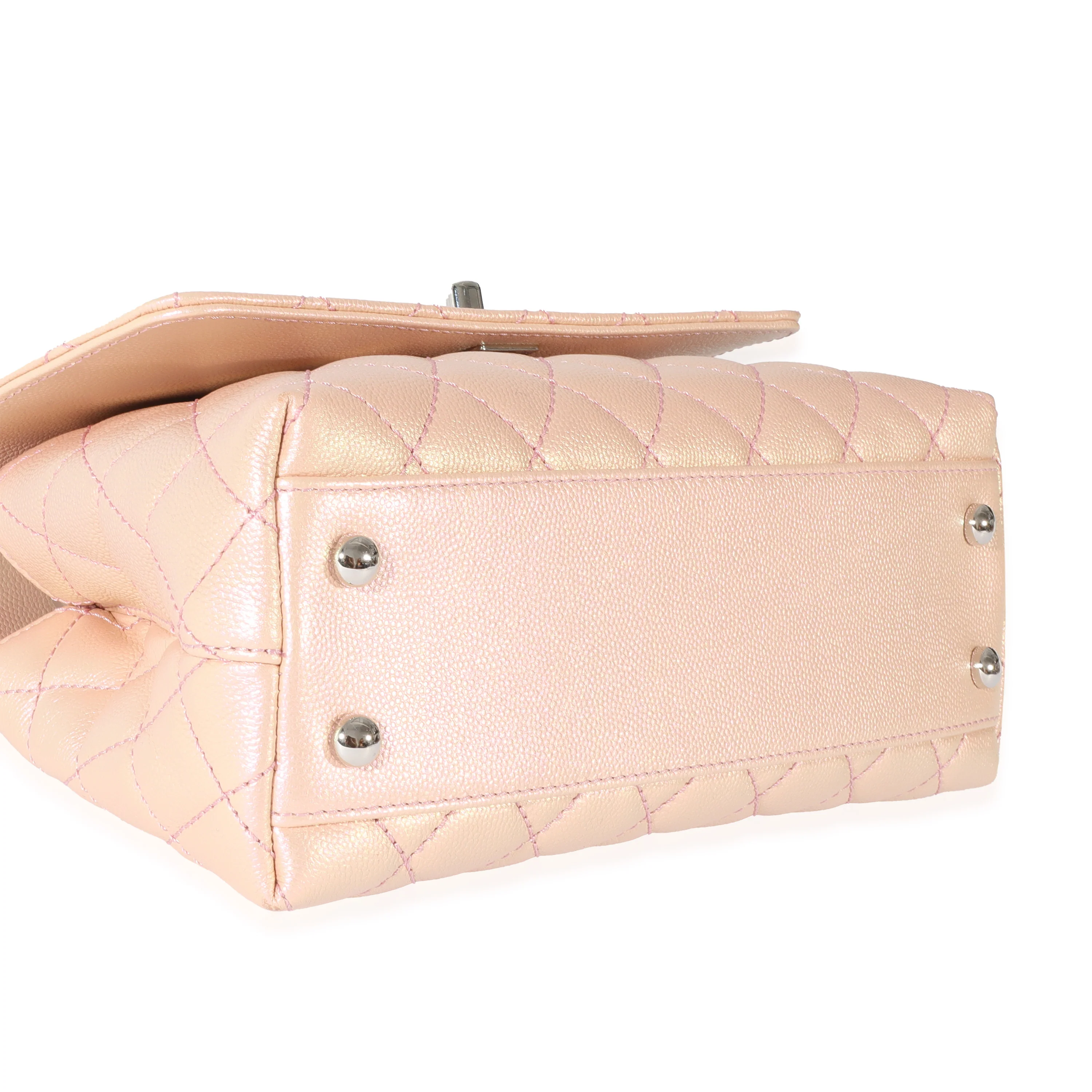 Chanel Pink Iridescent Quilted Caviar Coco Top Handle - Image 6