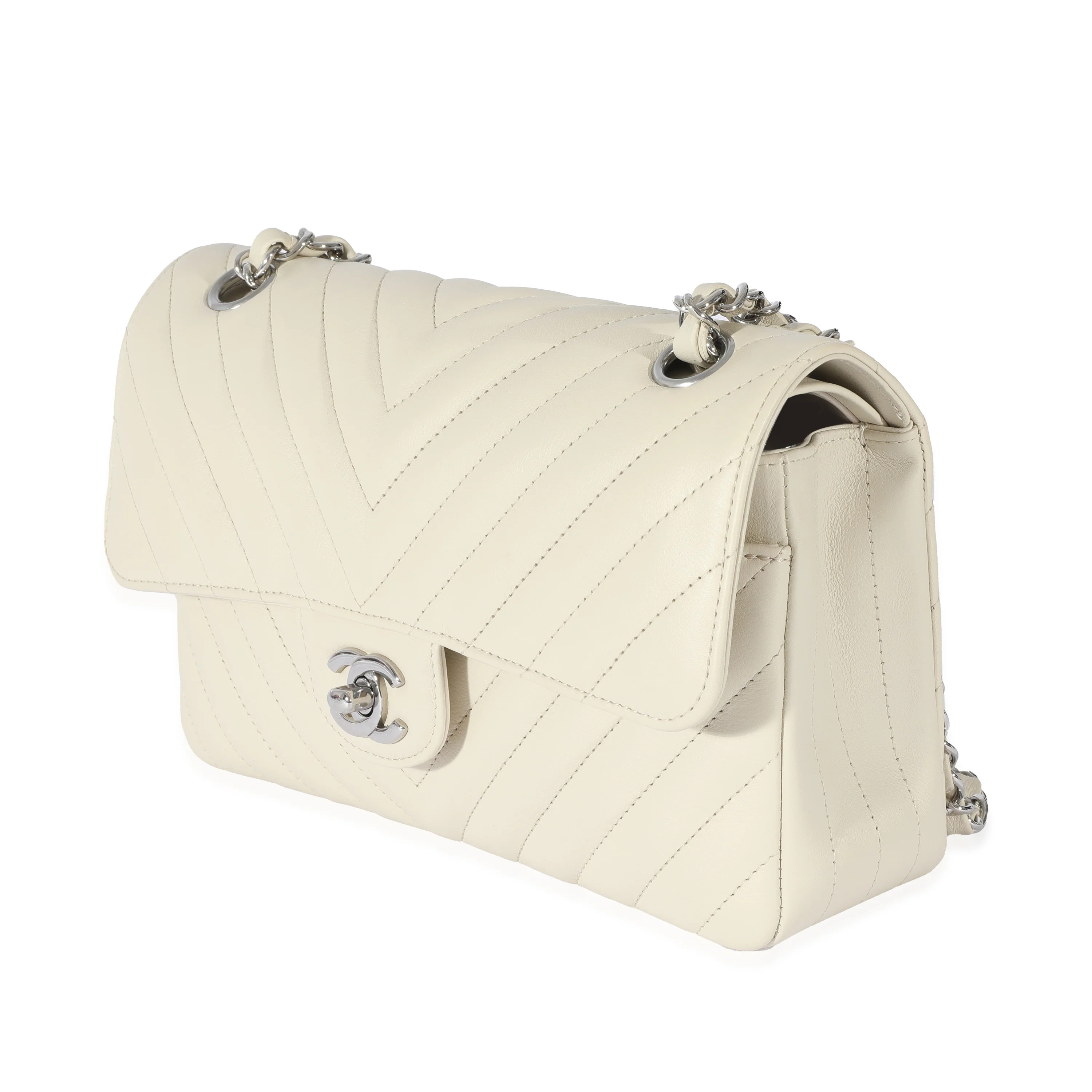 22C Neutral Chevron Calfskin Small Classic Flap - Image 2