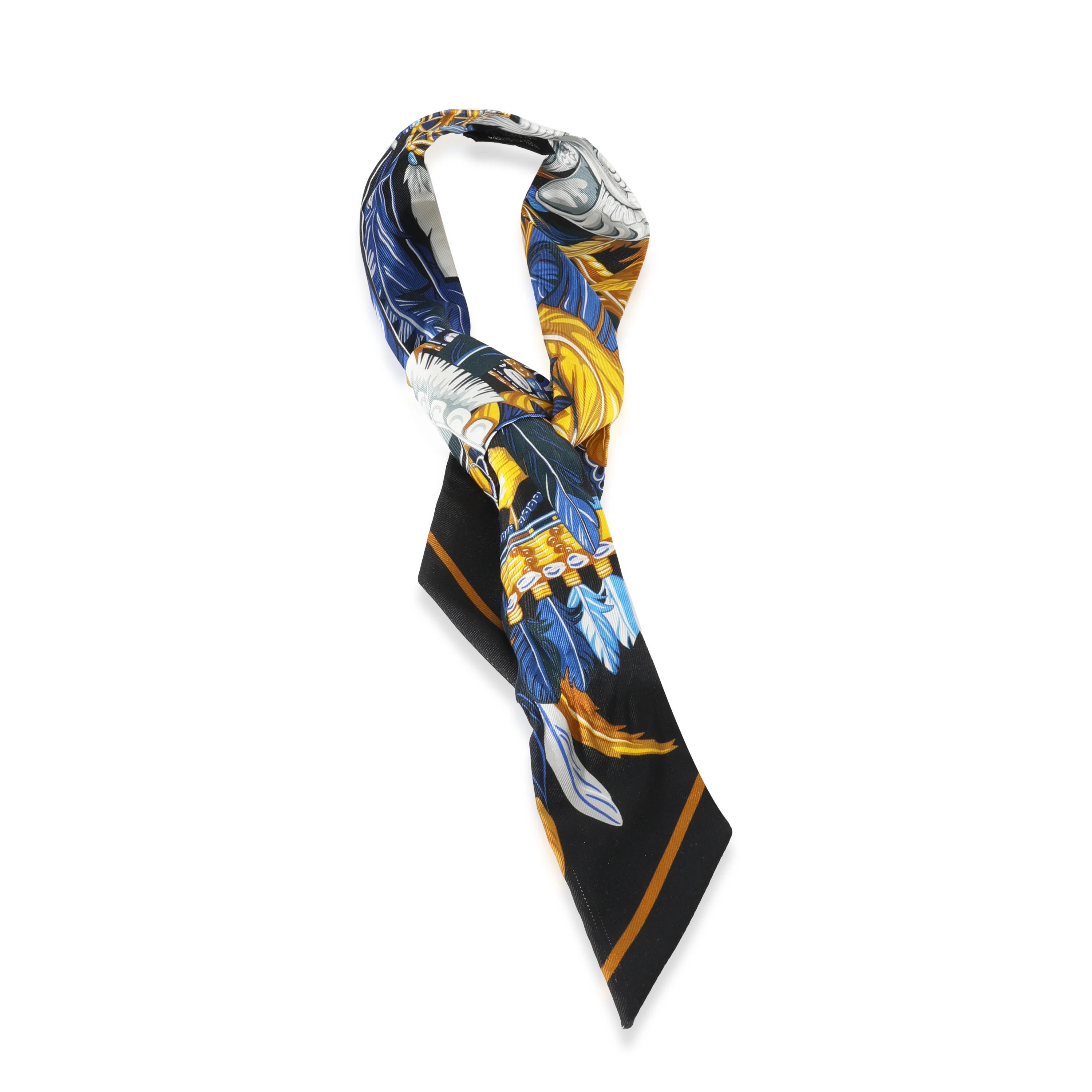 Hermes Silk Bleu Nuit Jaune Danse Pacifique Twilly - Image 3