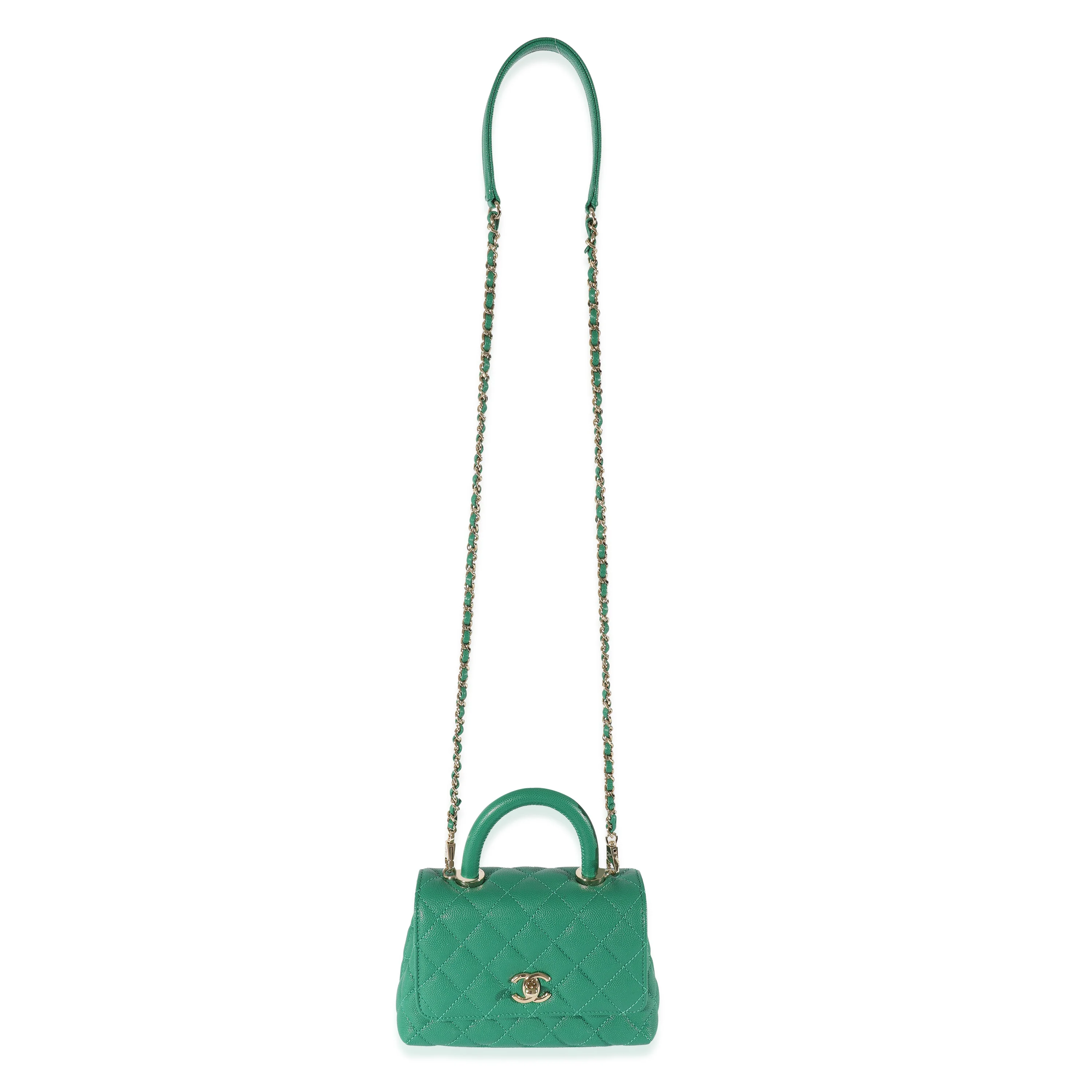 Chanel Green Caviar Mini Coco Top Handle - Image 7