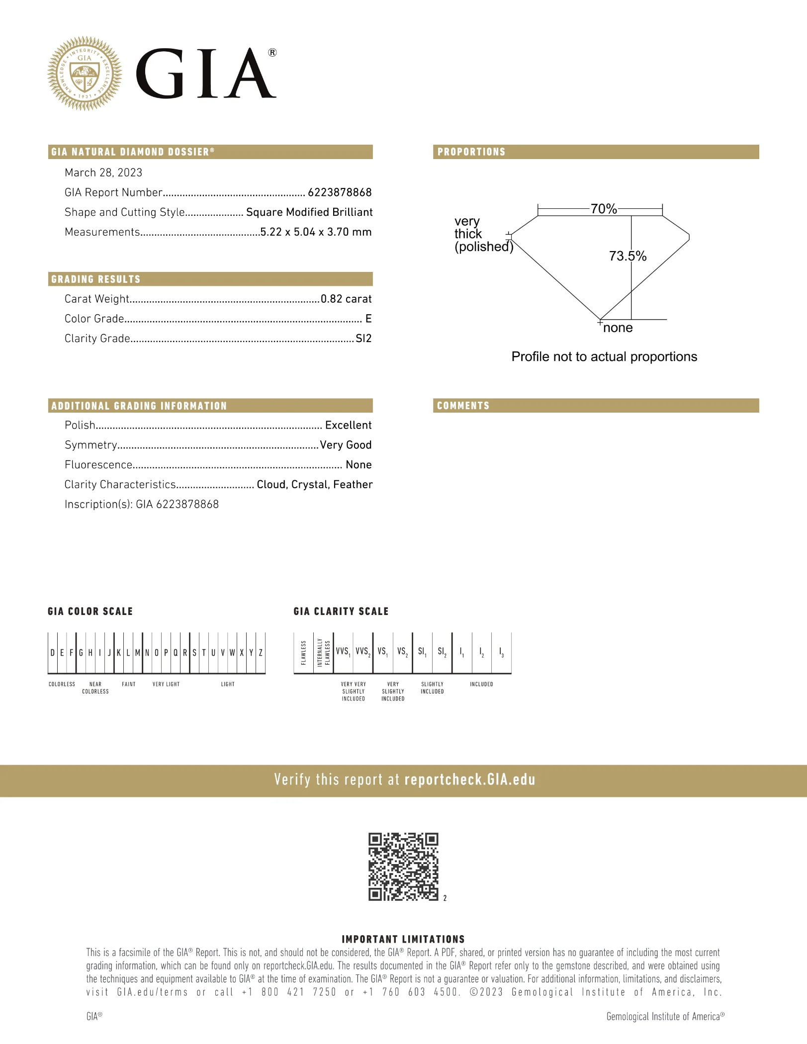 GIA Certified 0.82 Ct Princess cut E SI2 Loose Diamond - Image 2