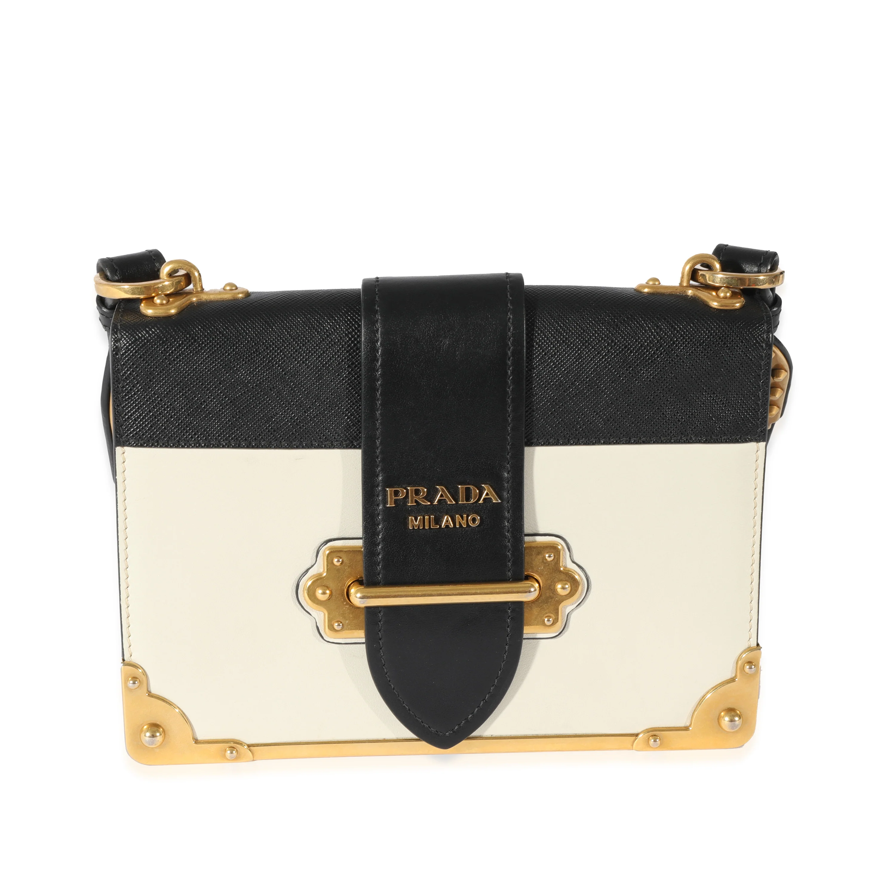 Prada White Leather Cahier Bag