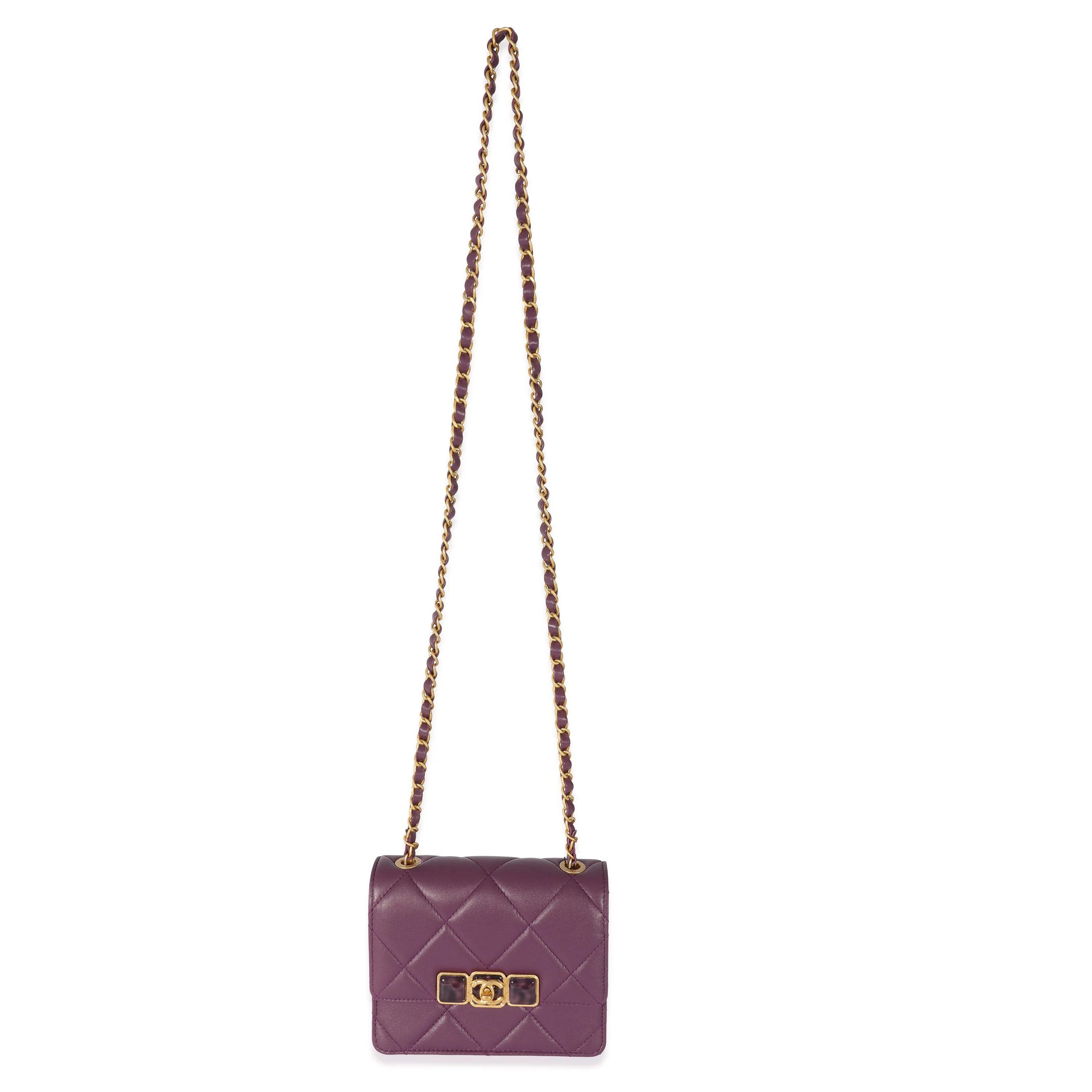 Chanel 22A Purple Matelasse Calfskin Resin Flap Bag - Image 4