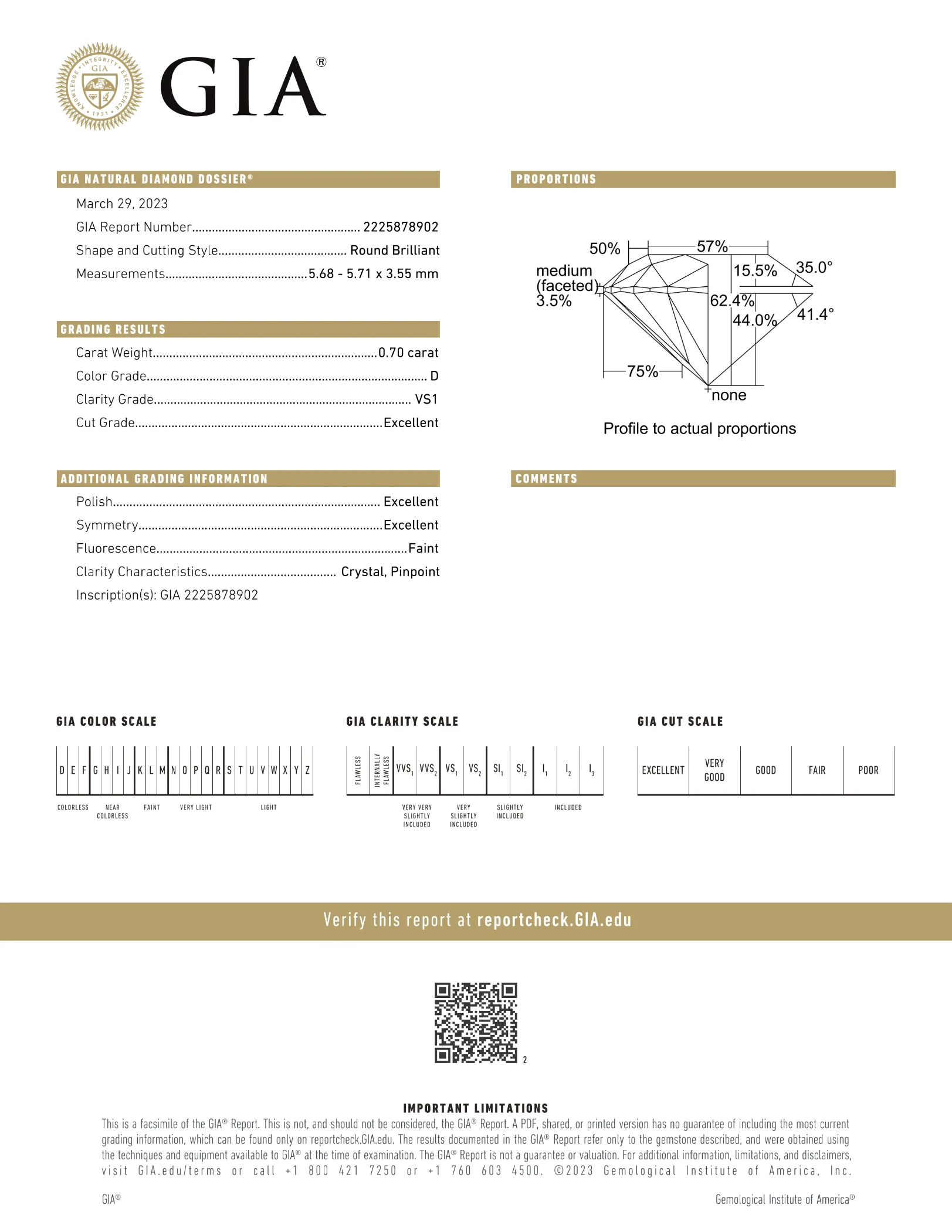 Certified 0.70 Ct Round cut D VS1 Loose Diamond - Image 2