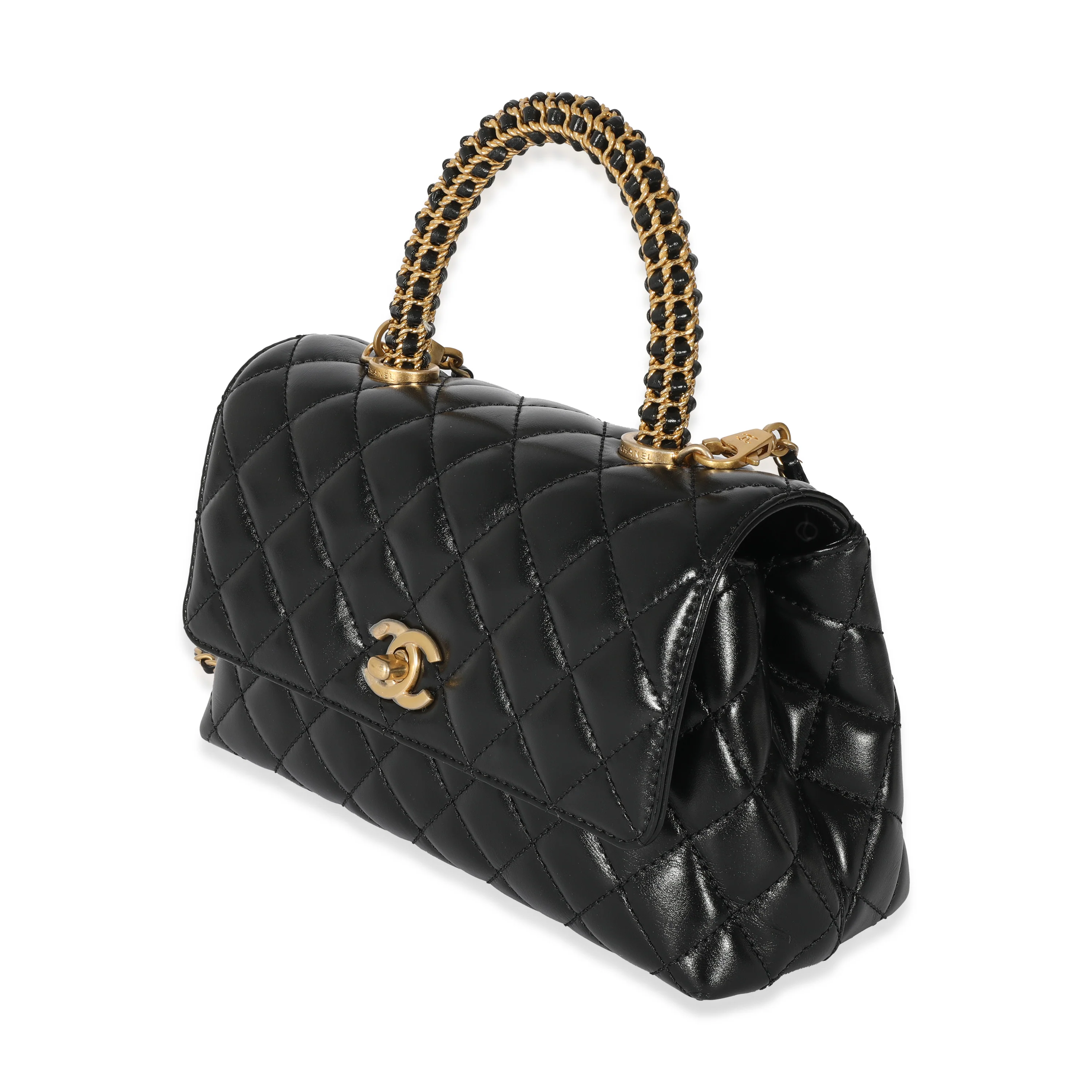Chanel 22P Black Quilted Small Coco Top Handle Flap - Image 2