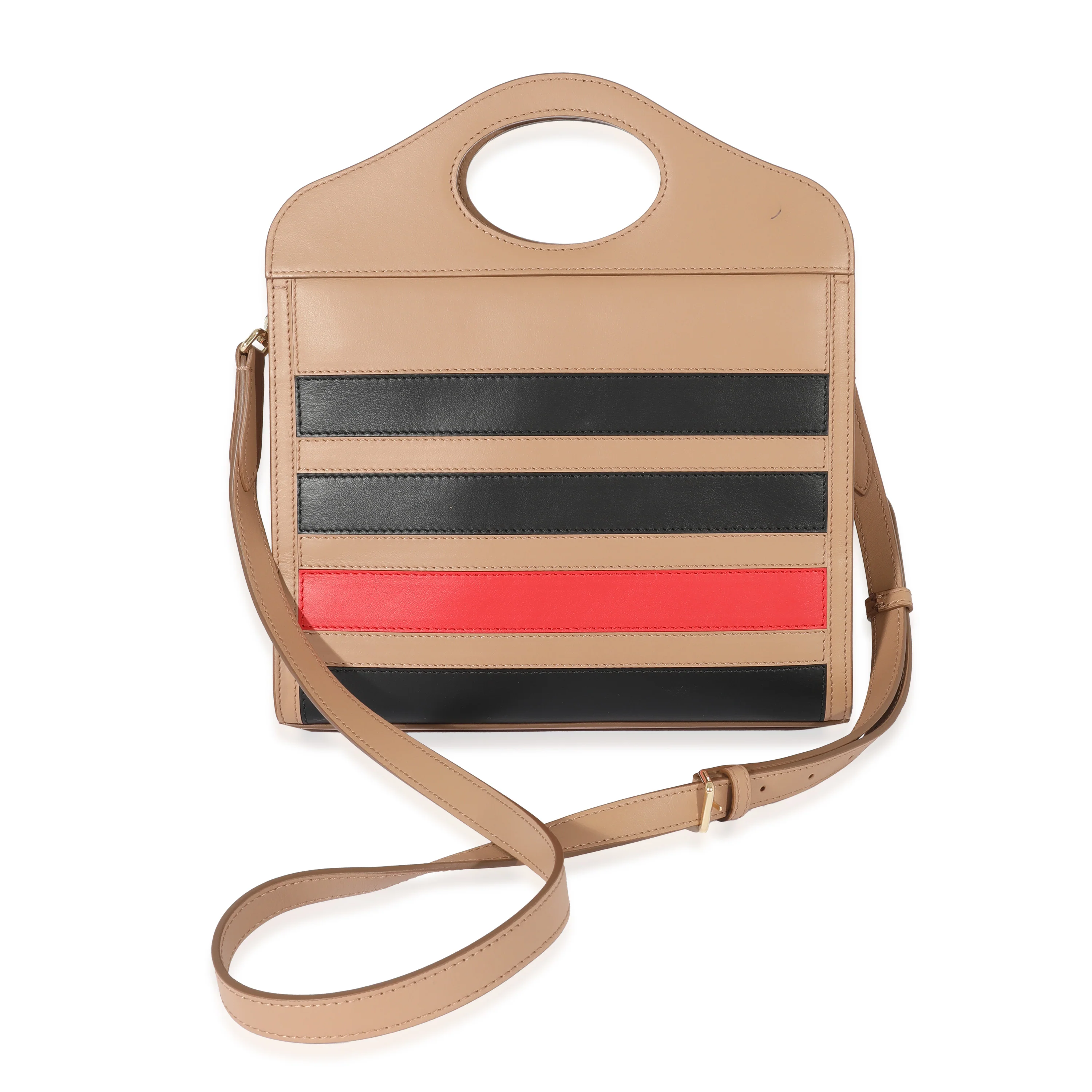 Tan & Multicolor Leather Stripe Mini Pocket Bag - Image 3