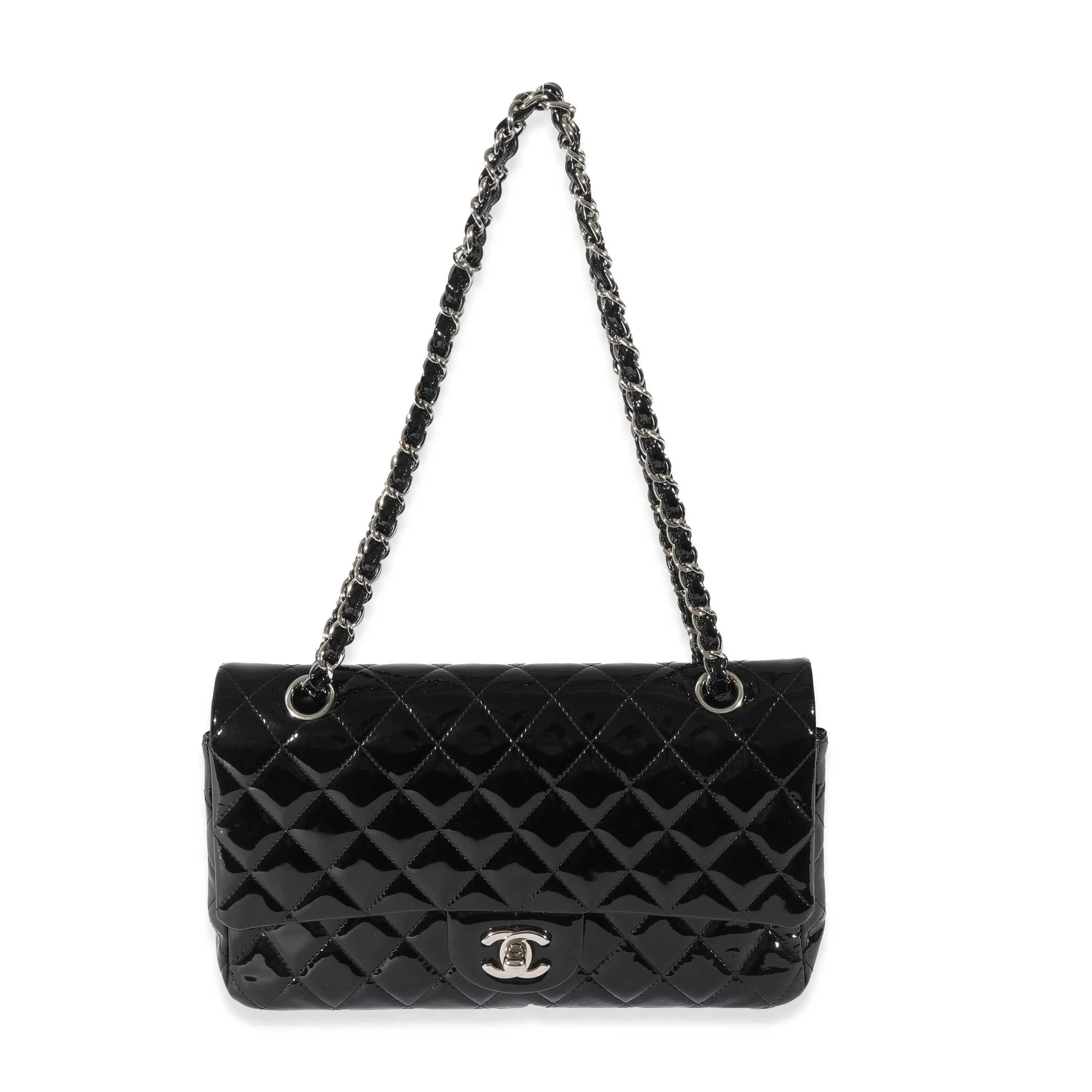 Chanel Black Patent Medium Classic Flap Bag - Image 8