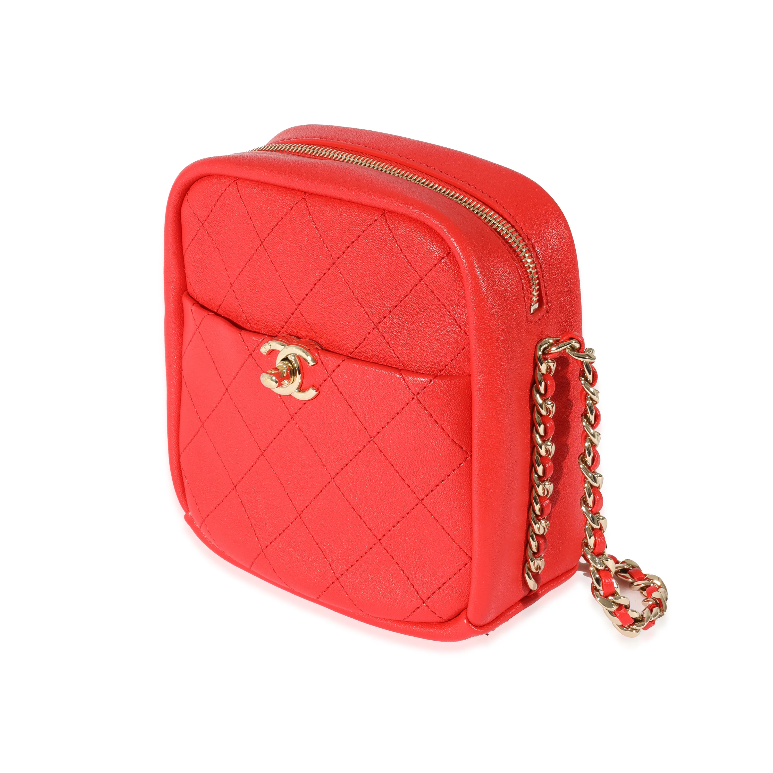 Chanel Casual Red Leather Trip North South Camera Case - Image 2