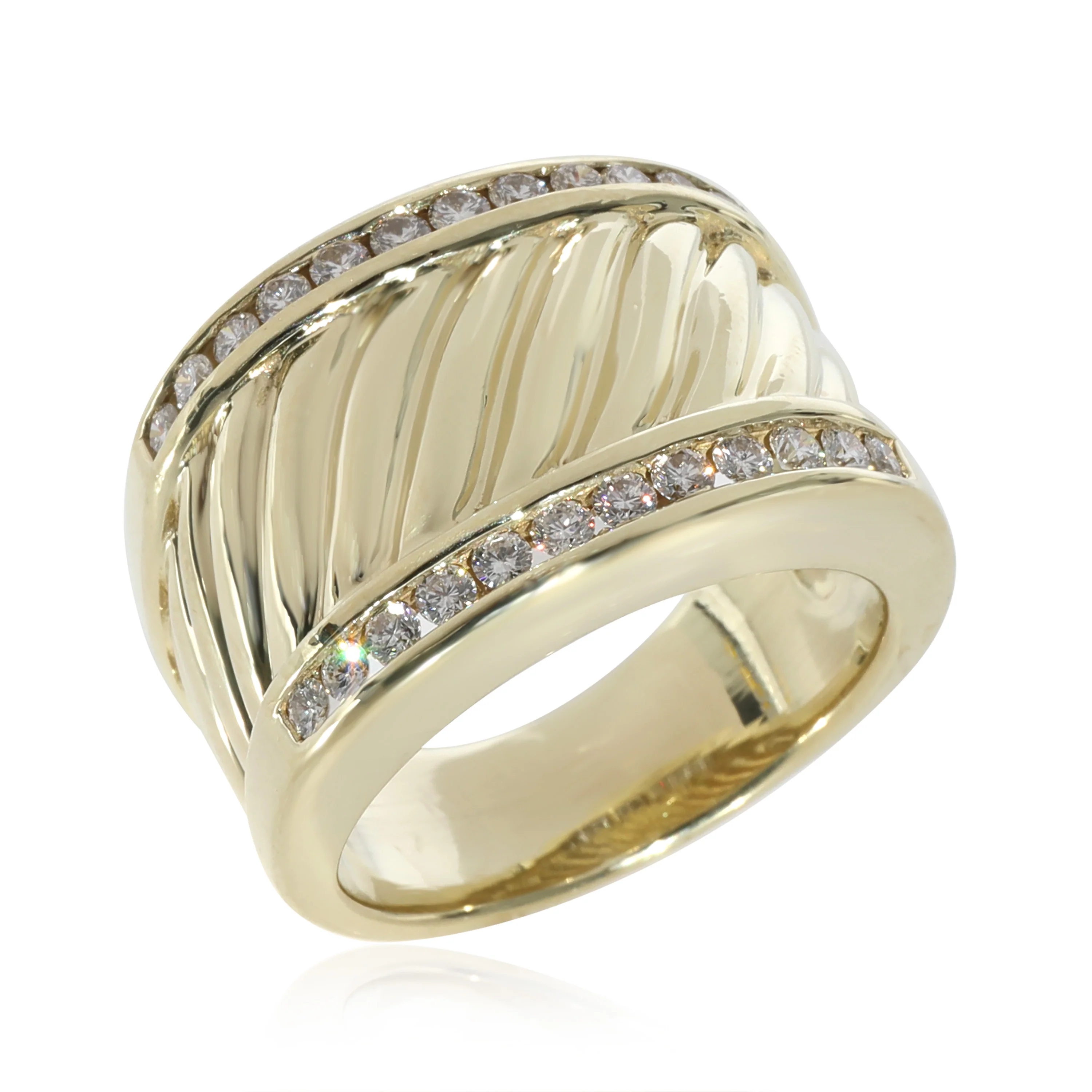 David Yurman Cigar Band with Diamonds in 18k Yellow Gold 0.48 CTW - Image 4