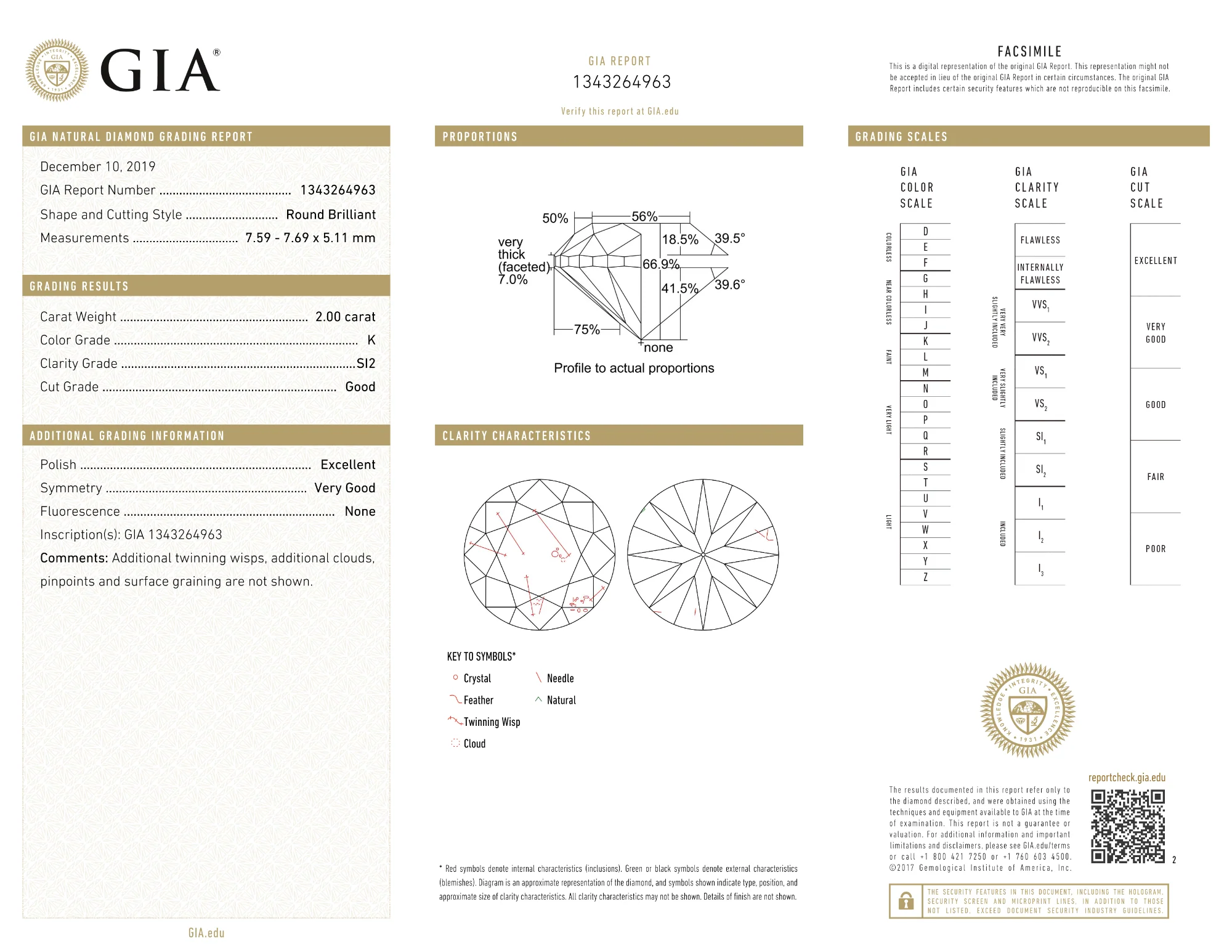 GIA Certified 2.00 Ct Round cut K SI2 Loose Diamond - Image 2