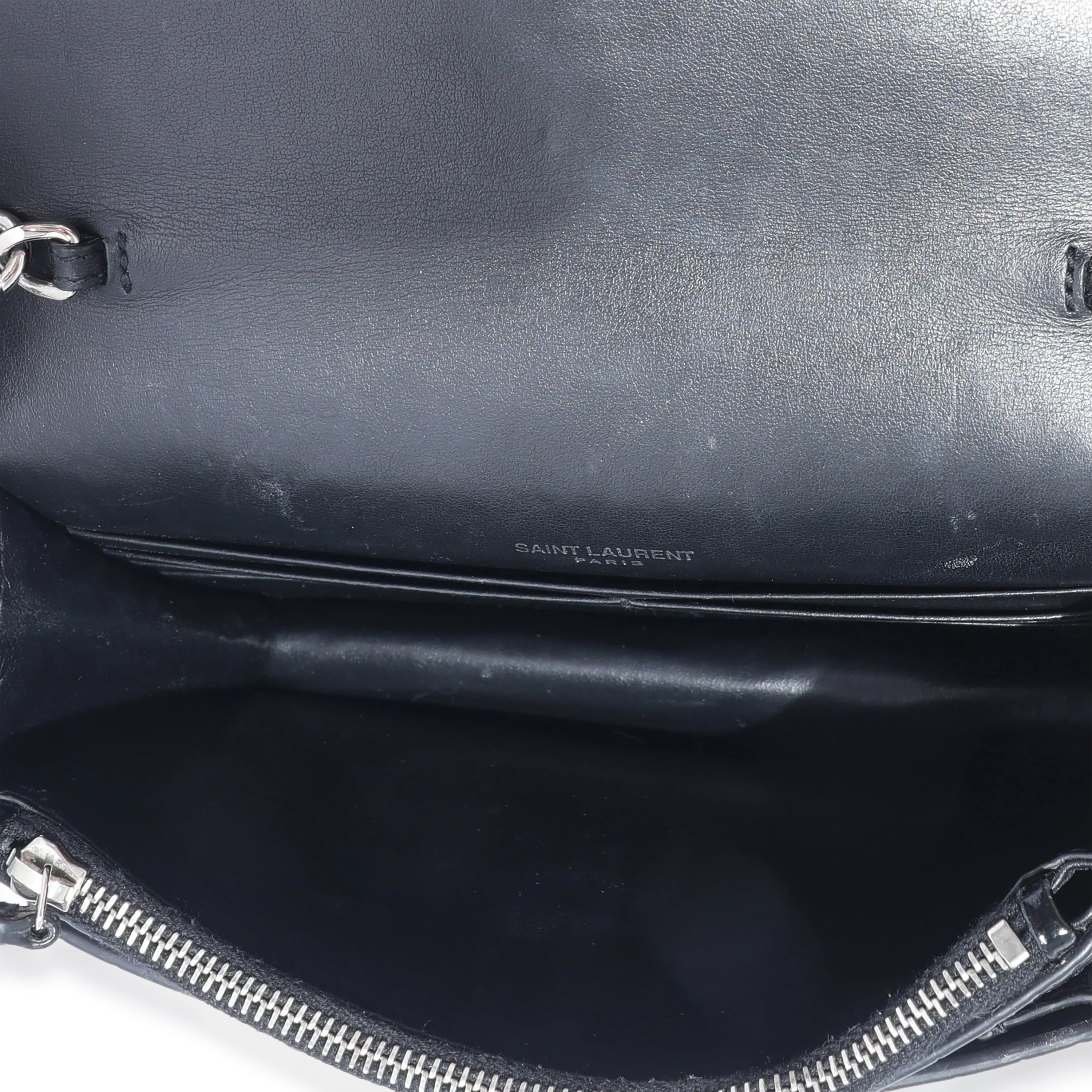 Saint Laurent Black Croc Embossed Small Sunset Chain Wallet - Image 8
