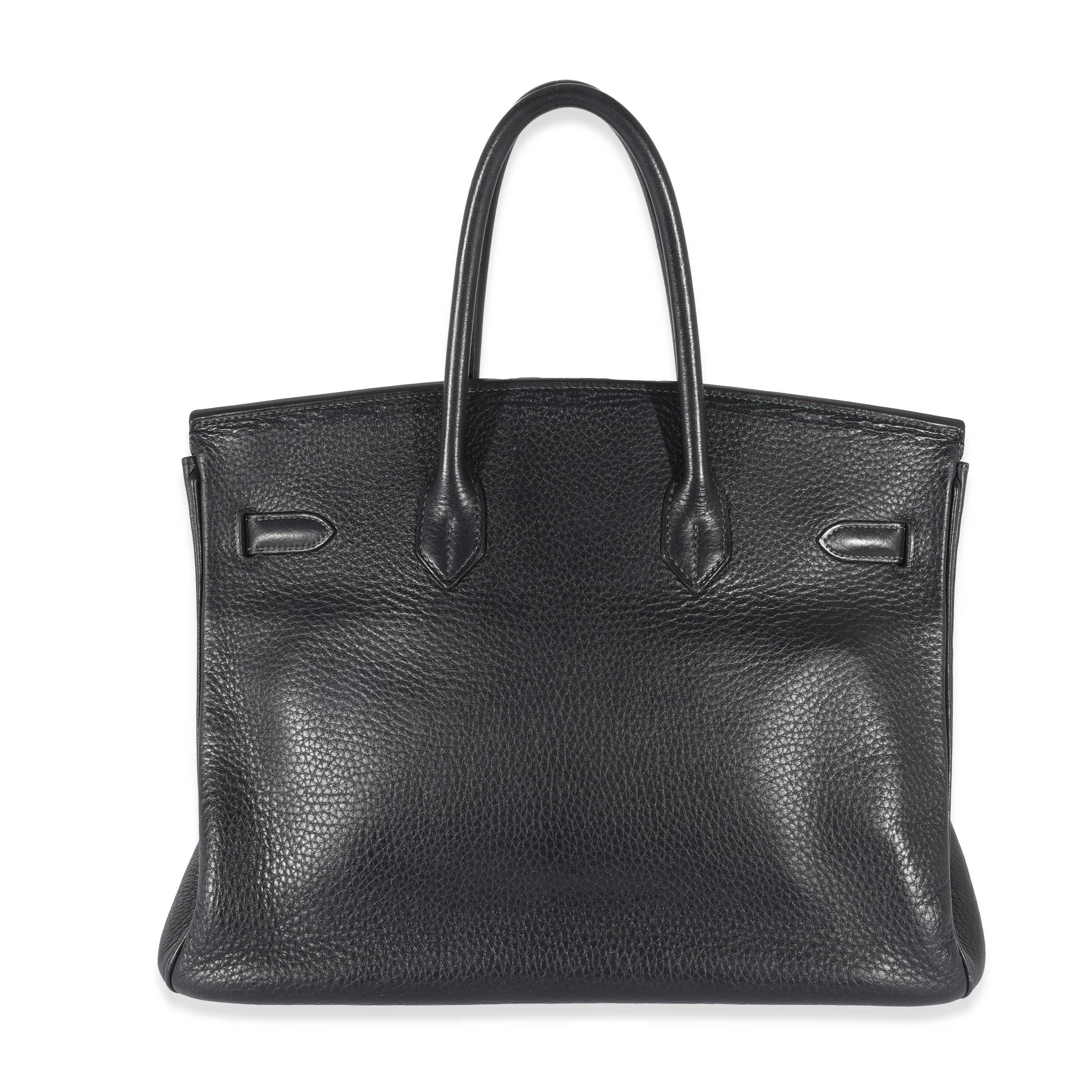 Hermes Bleu Indigo Clemence Birkin 35 PHW - Image 3