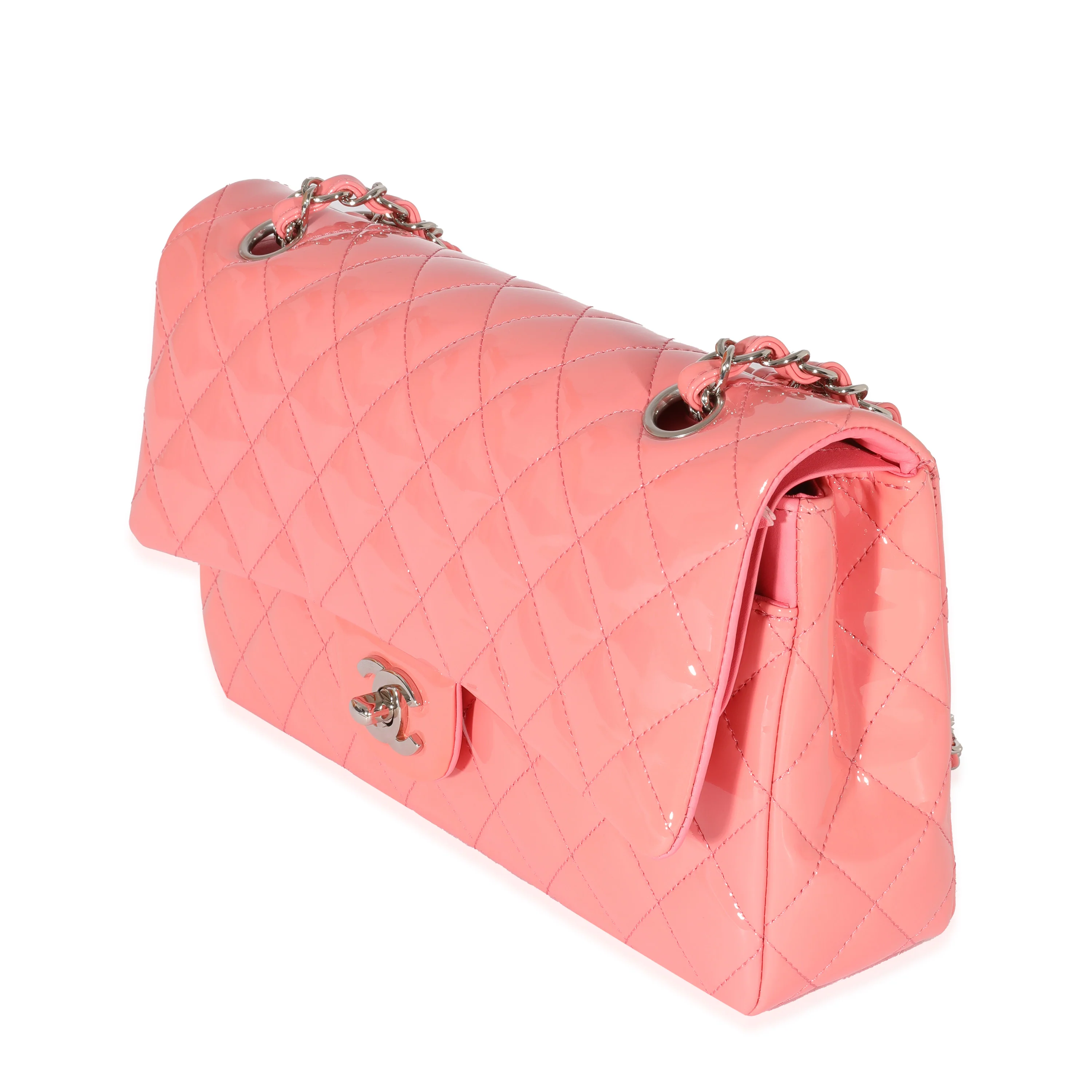 Pink Patent Medium Classic Double Flap Bag - Image 2
