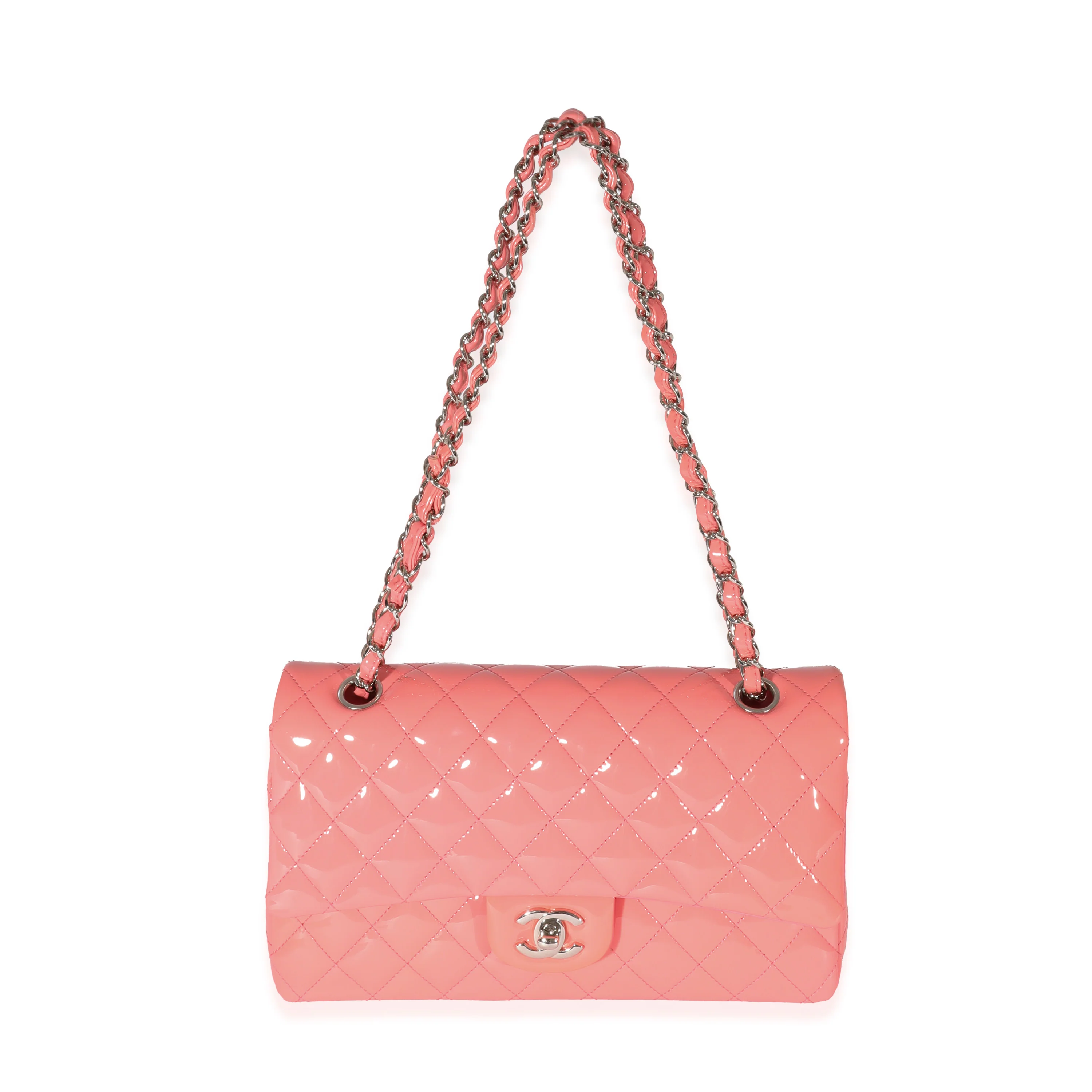 Pink Patent Medium Classic Double Flap Bag - Image 4