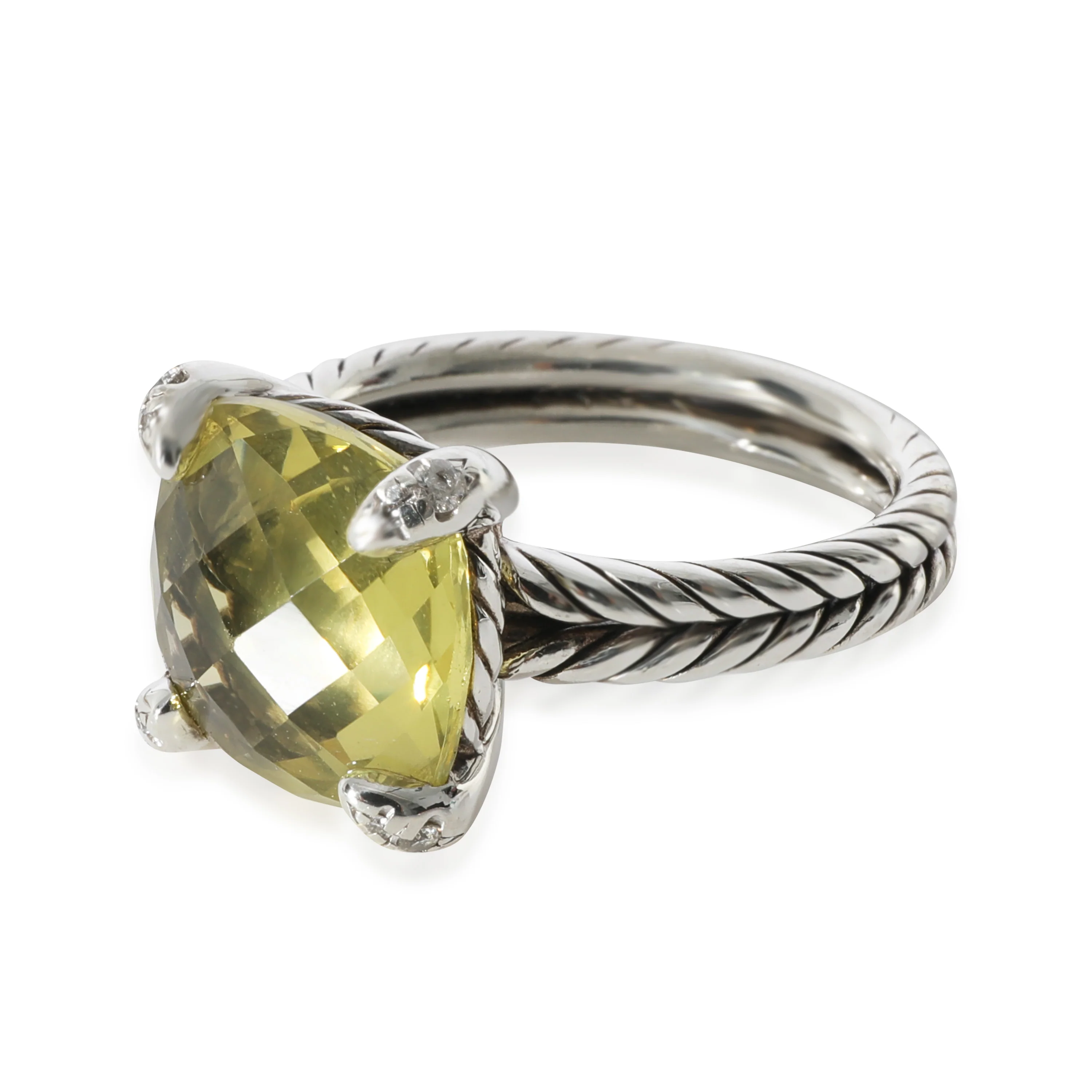 David Yurman Chatelaine Prasiolite Diamond Ring in Sterling Silver 0.05 CTW - Image 2