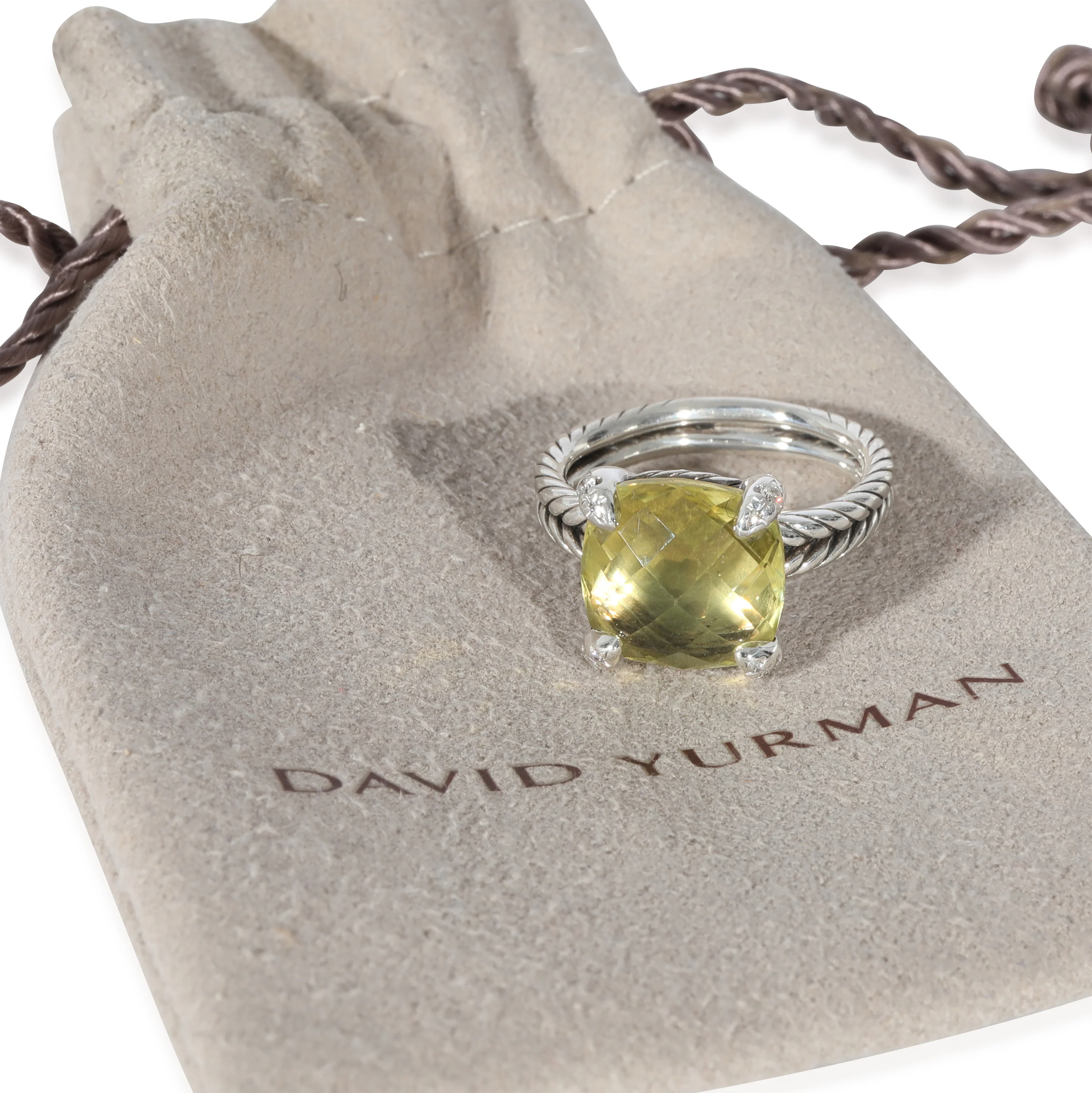 David Yurman Chatelaine Prasiolite Diamond Ring in Sterling Silver 0.05 CTW - Image 5