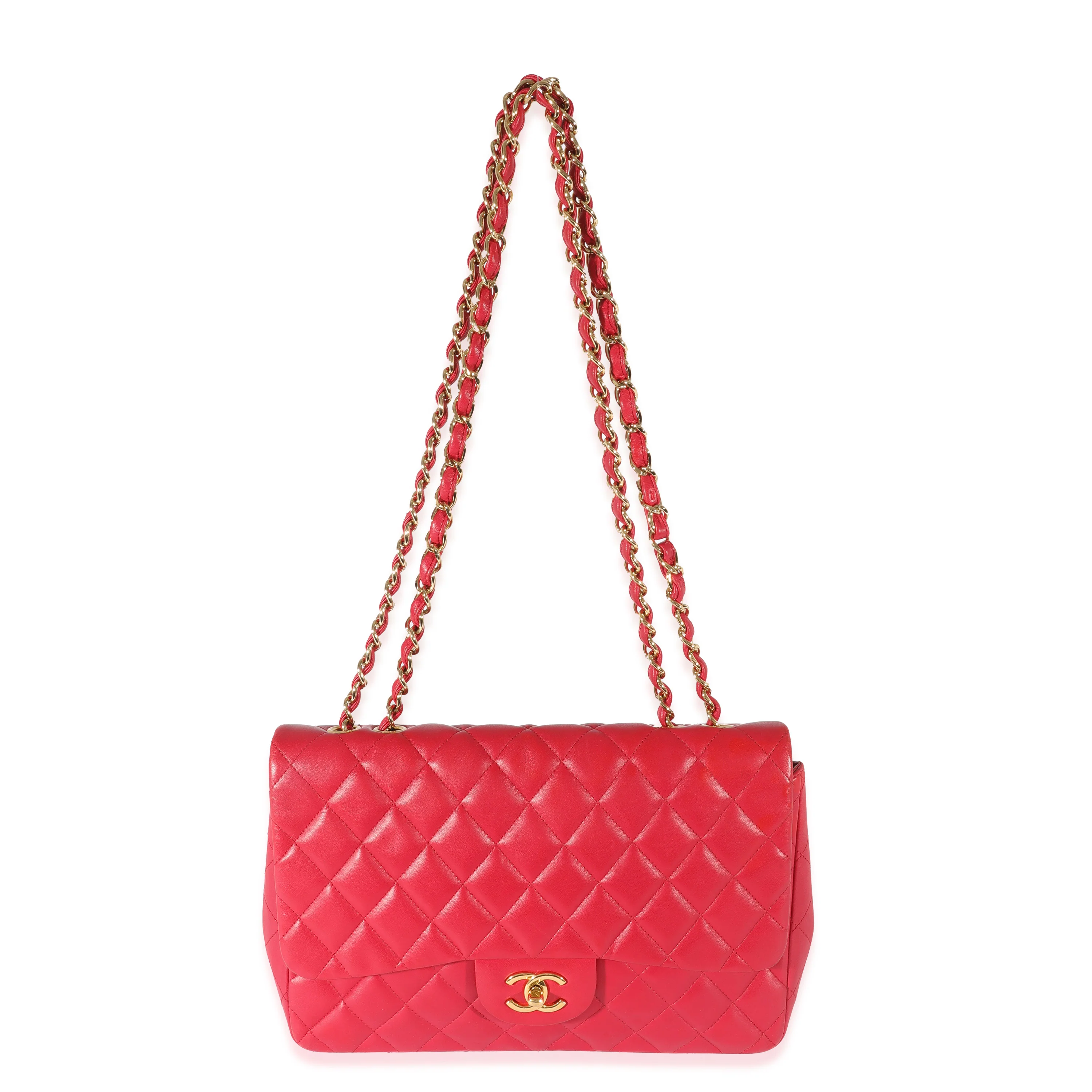 Dark Pink Lambskin Jumbo Single Flap Bag - Image 4
