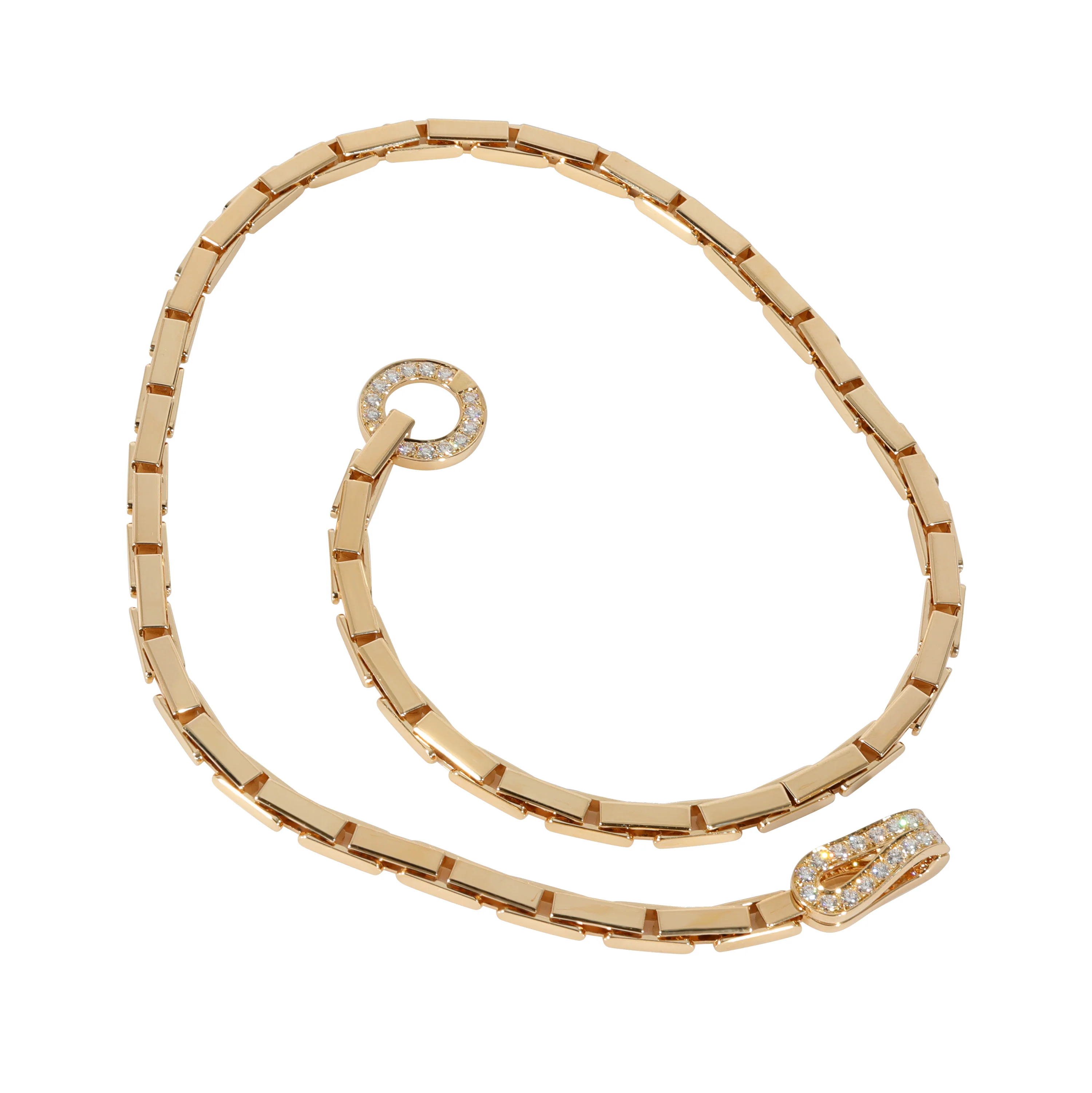 Cartier Agrafe Diamond Box Link Chain Necklace in 18k Yellow Gold 1.1 Ctw - Image 2