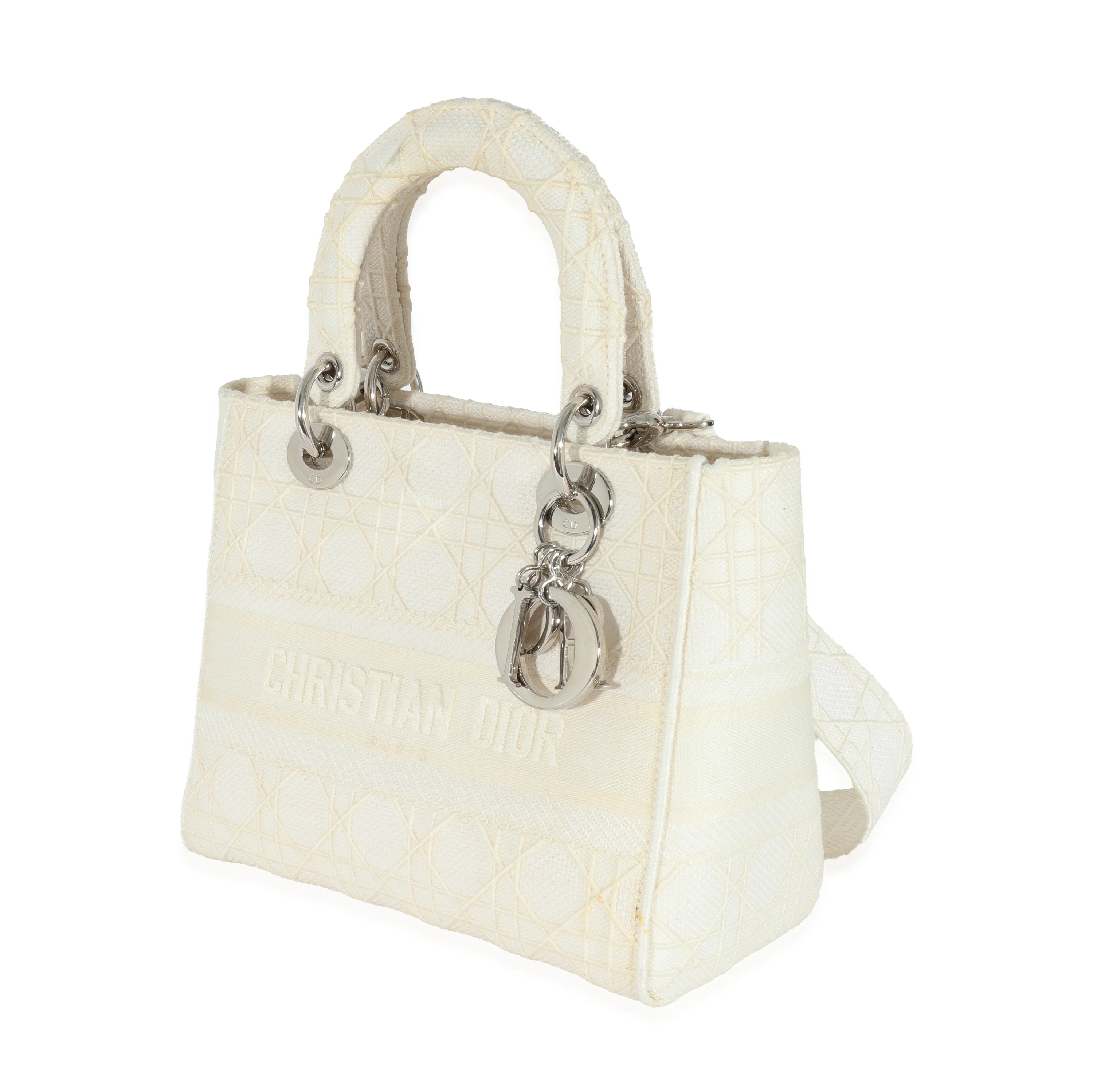 Christian Dior Cannage White Canvas D-Lite Lady Dior - Image 2