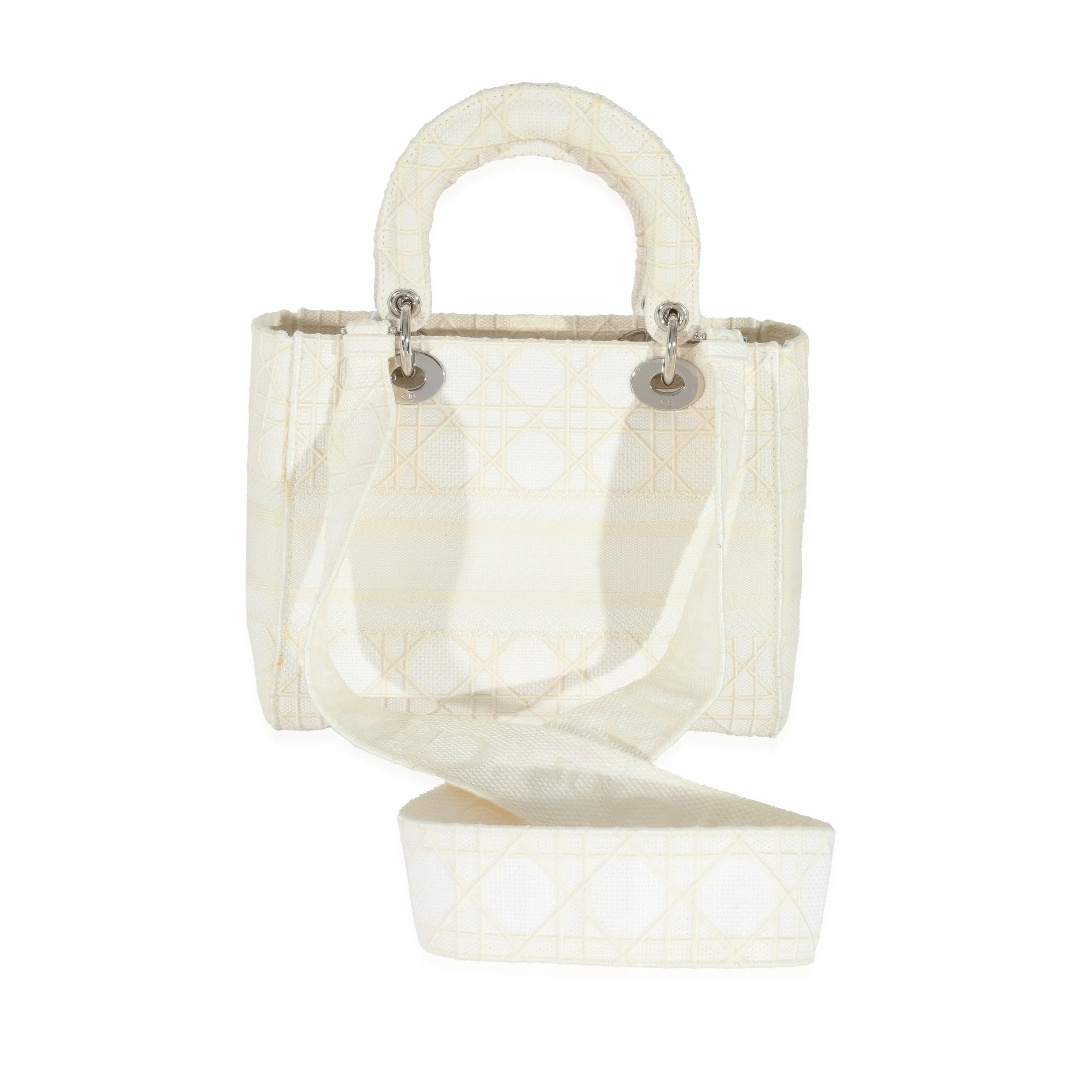 Christian Dior Cannage White Canvas D-Lite Lady Dior - Image 3