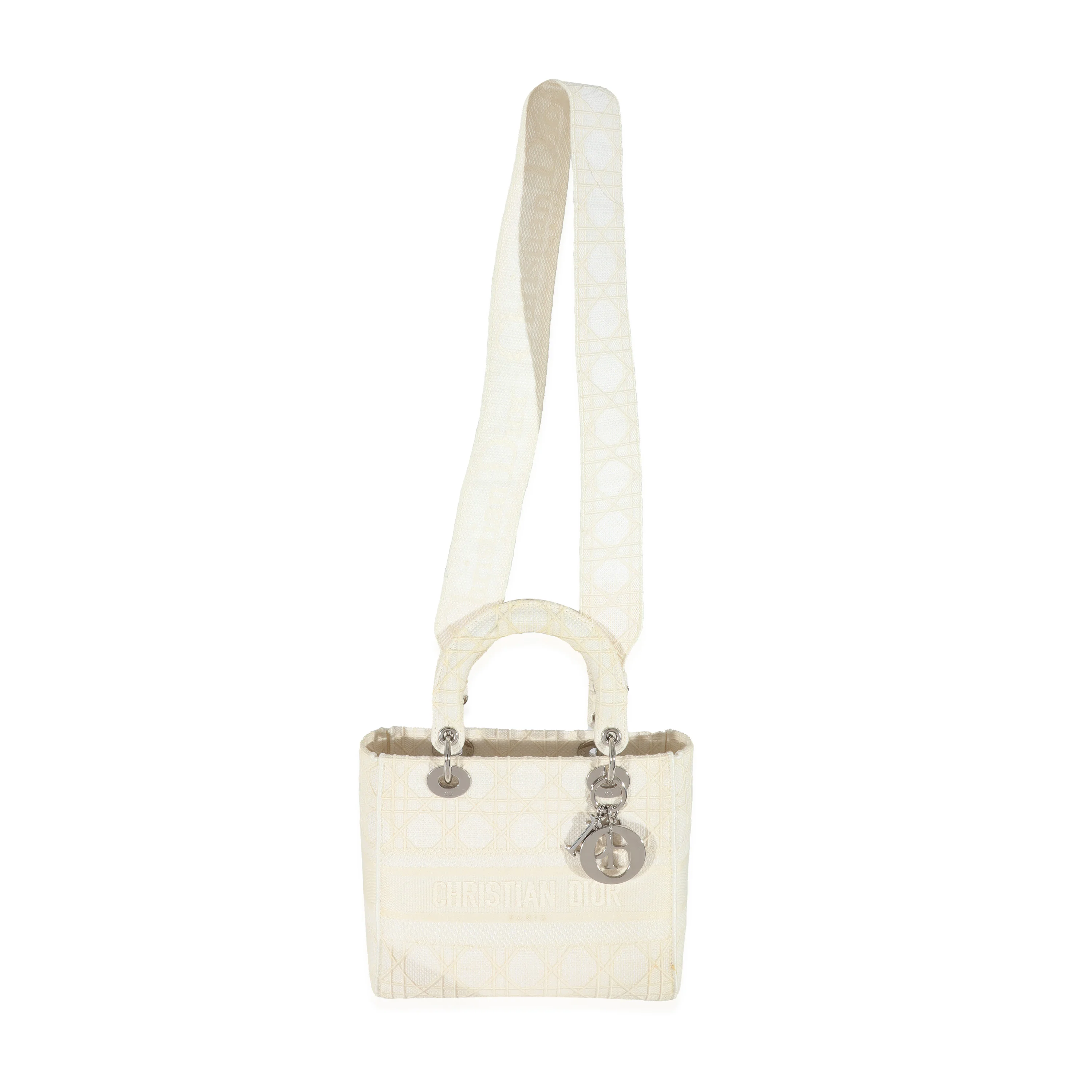 Christian Dior Cannage White Canvas D-Lite Lady Dior - Image 4