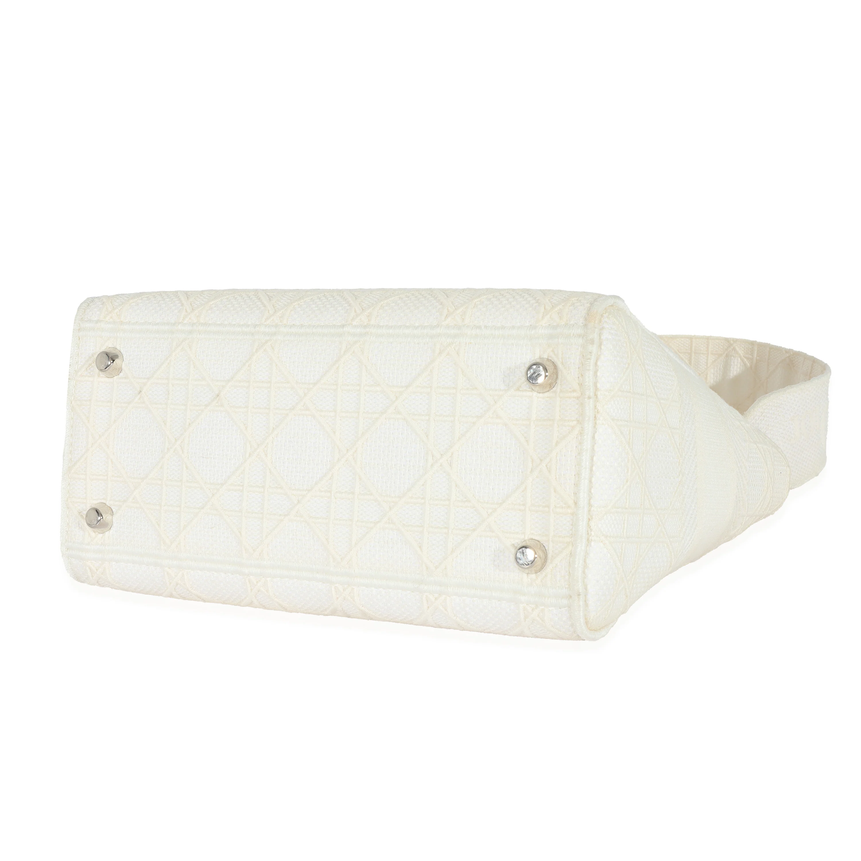Christian Dior Cannage White Canvas D-Lite Lady Dior - Image 7