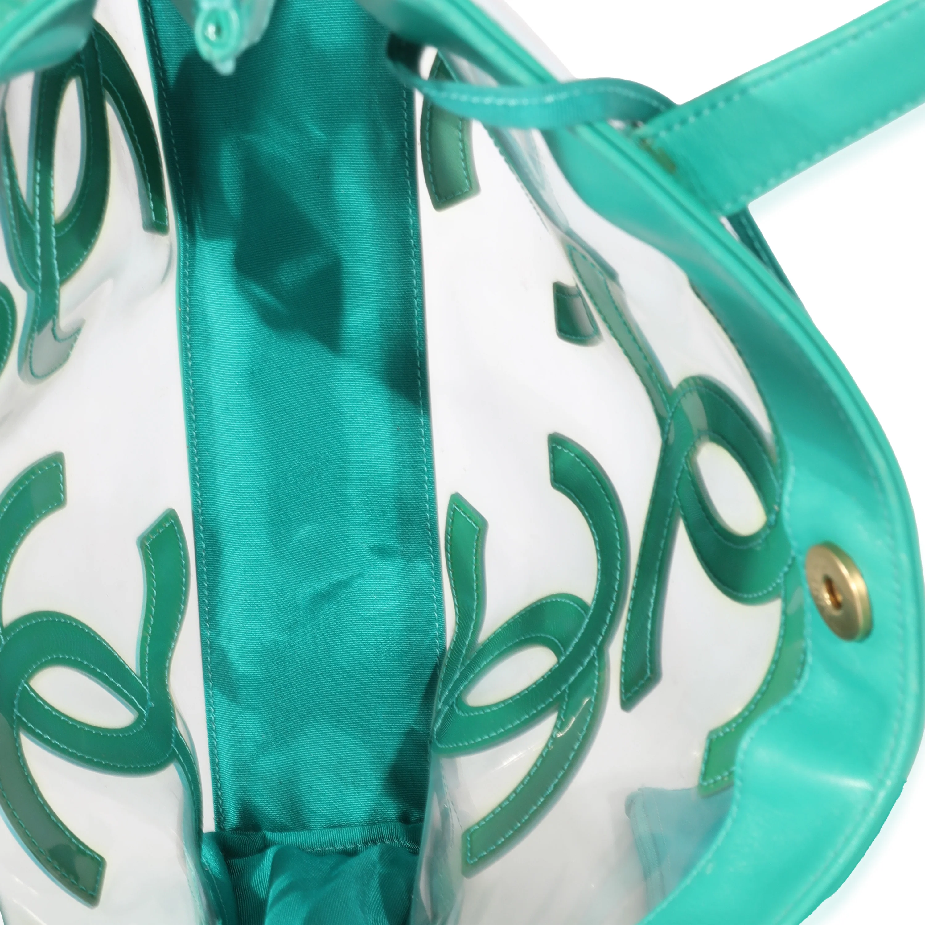 Teal Vinyl Patent Triple CC Tote - Image 3