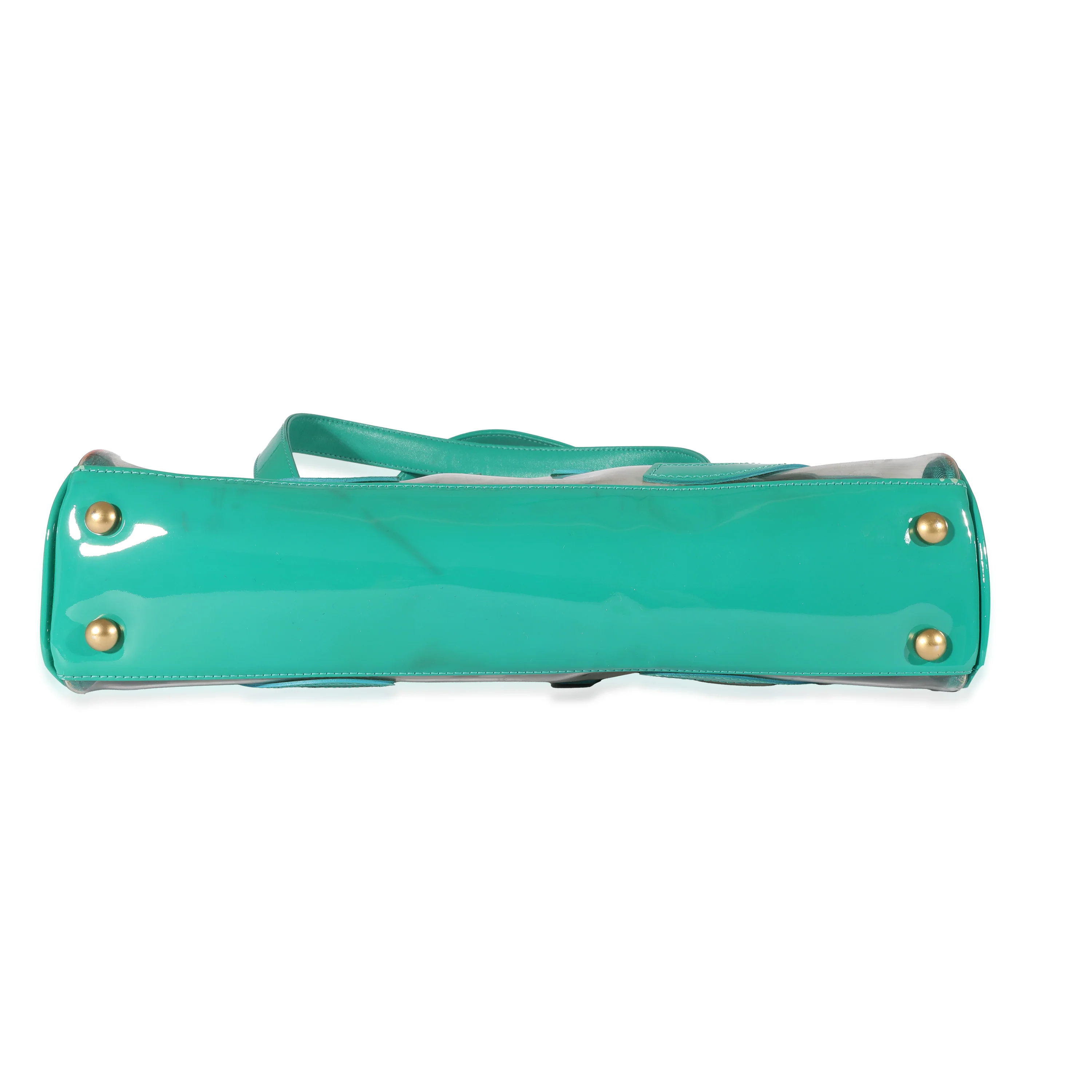 Teal Vinyl Patent Triple CC Tote - Image 4