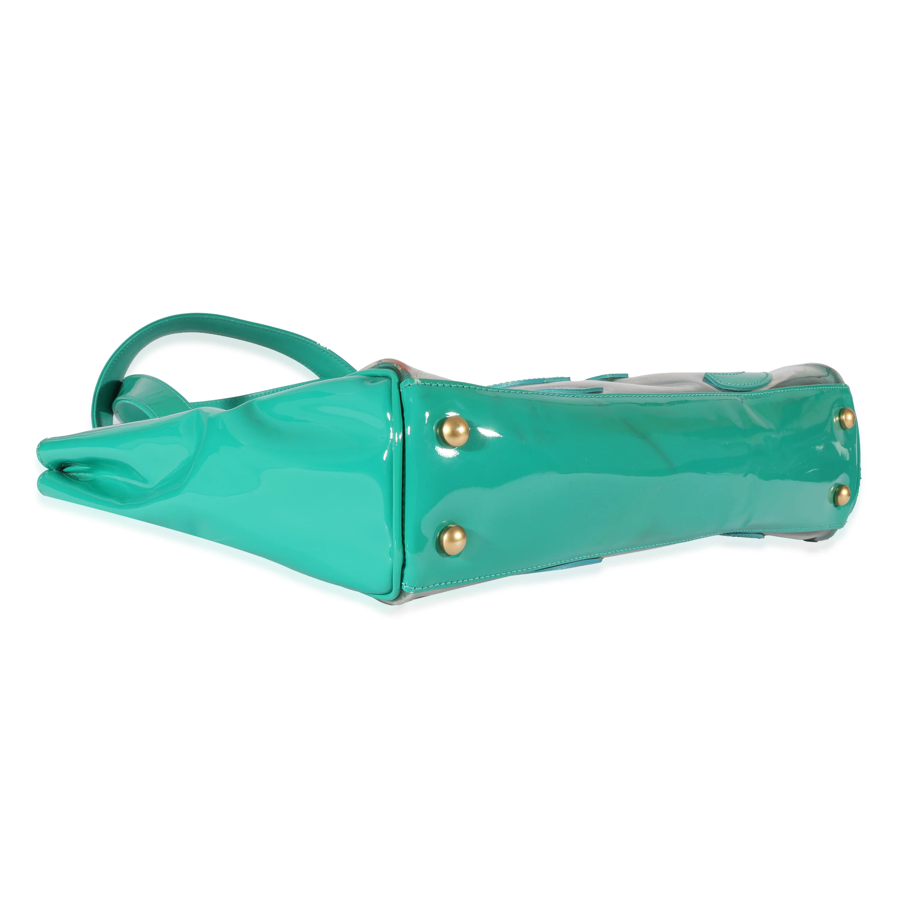 Teal Vinyl Patent Triple CC Tote - Image 5