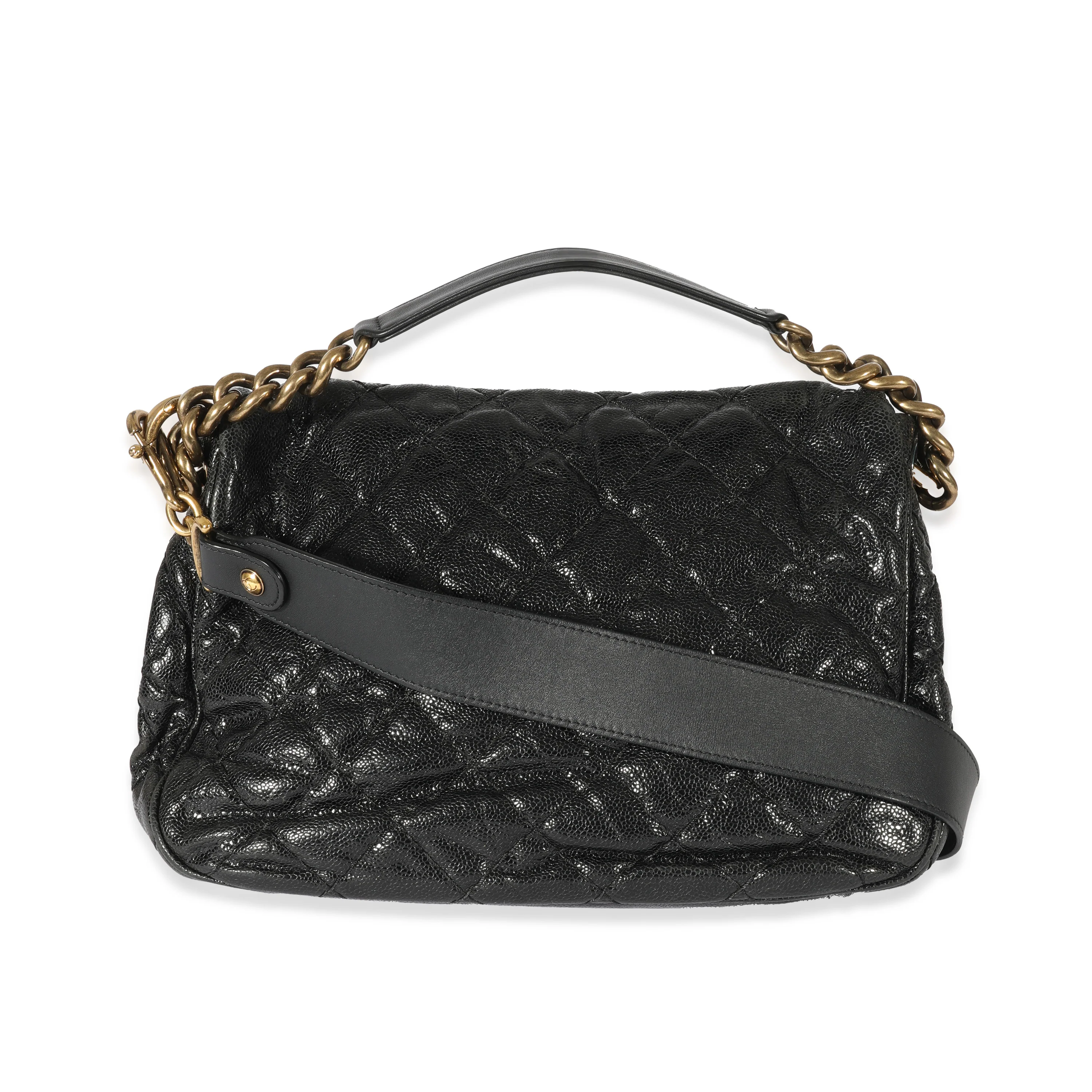Chanel Black Crumpled Calfskin Medium Coco Pleats Messenger - Image 3
