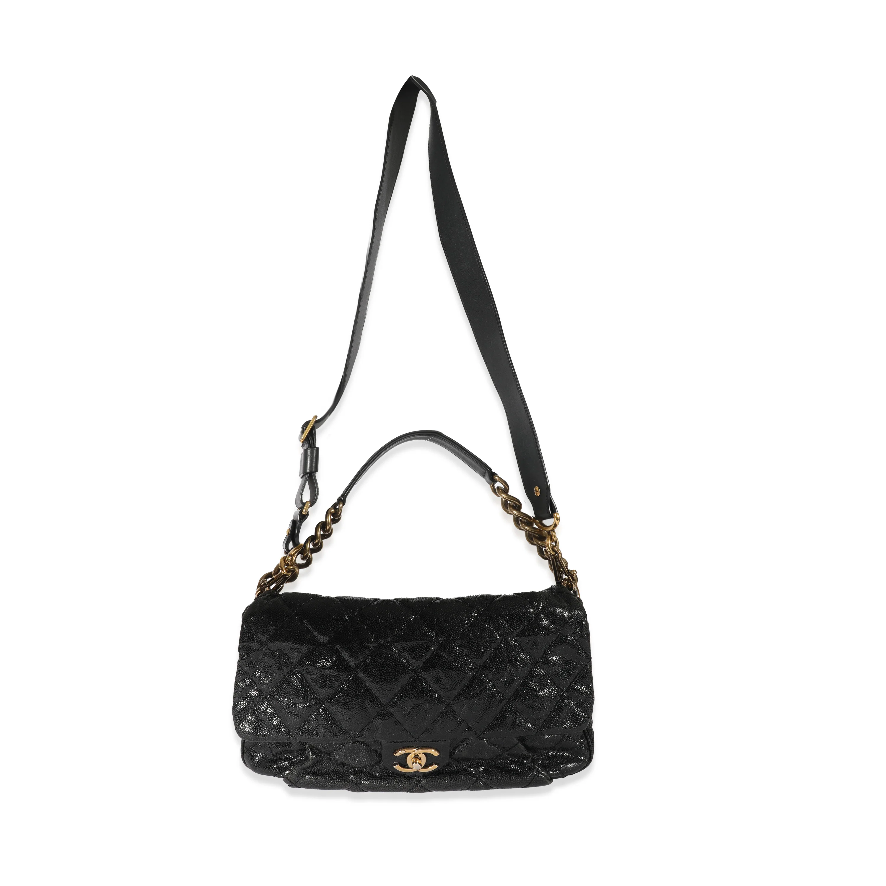 Chanel Black Crumpled Calfskin Medium Coco Pleats Messenger - Image 4
