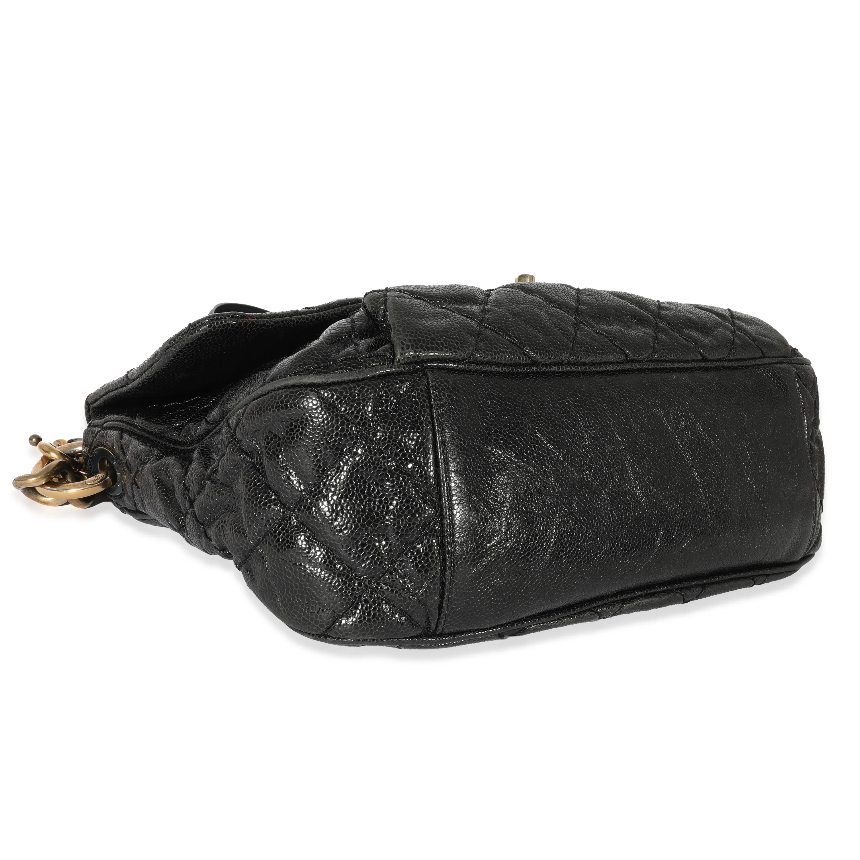 Chanel Black Crumpled Calfskin Medium Coco Pleats Messenger - Image 6