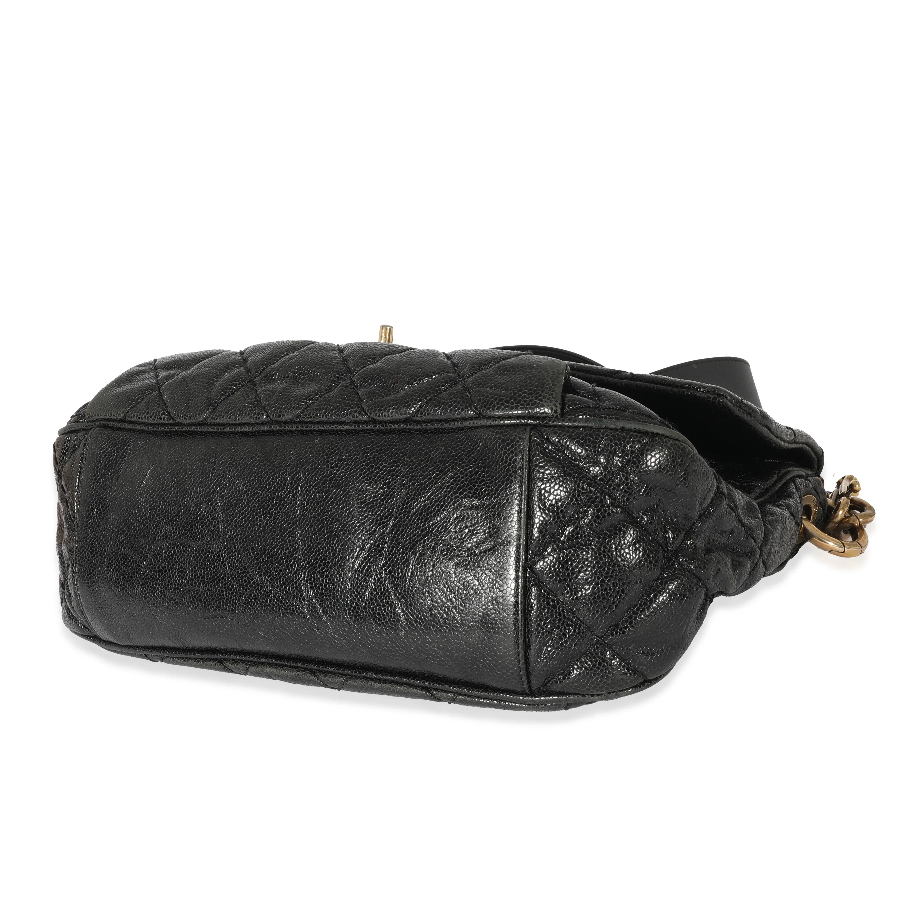 Chanel Black Crumpled Calfskin Medium Coco Pleats Messenger - Image 7