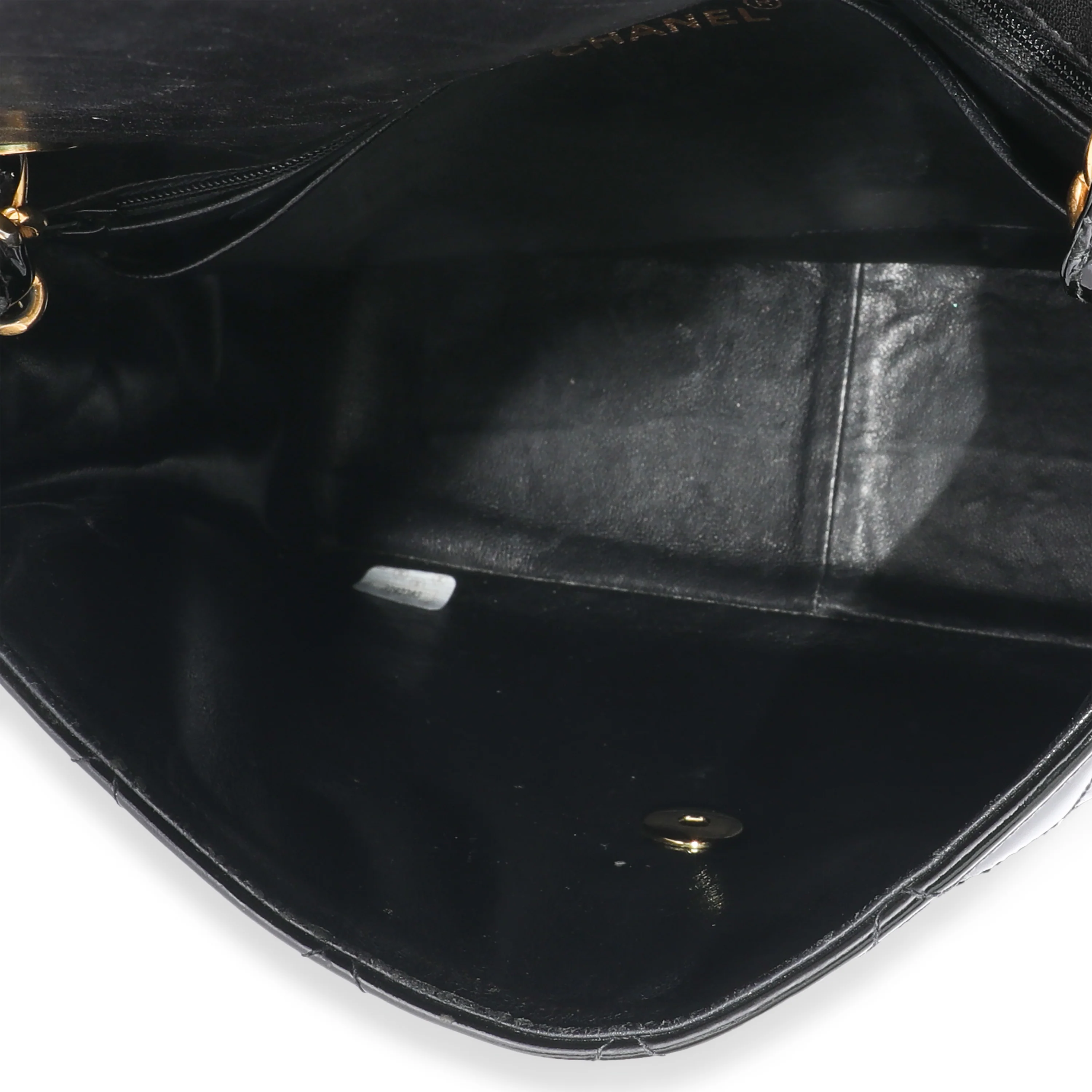 Chanel Black Patent Vintage XL CC Quilted Square Flap Bag - Image 8