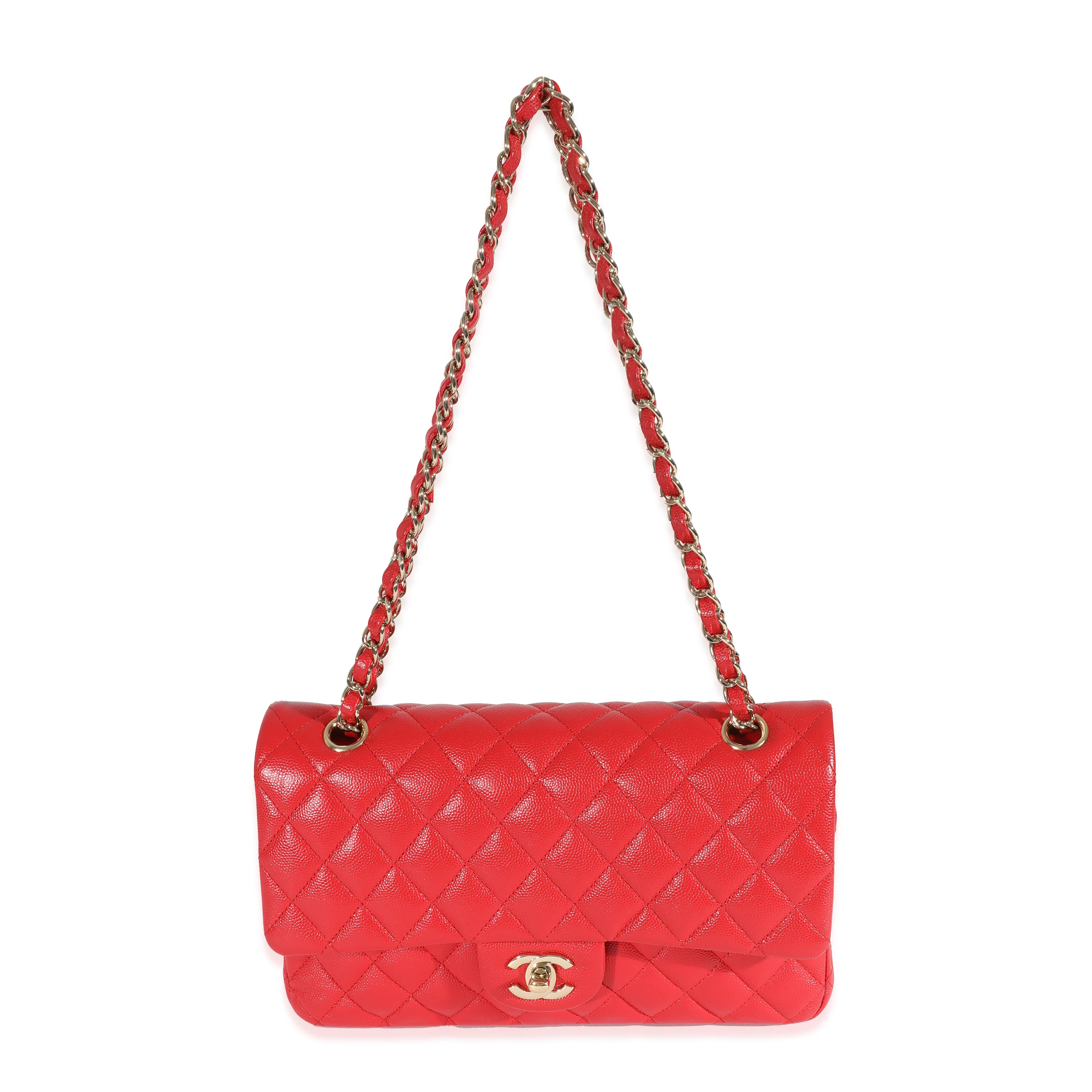Chanel 21S Red Caviar Medium Classic Double Flap - Image 4